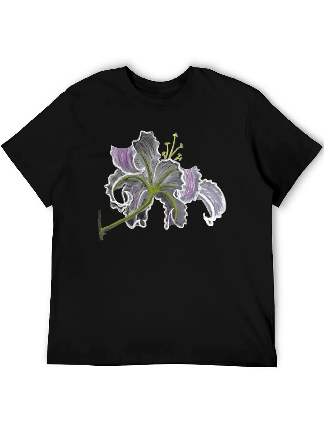 Floral Sketch Black T-Shirt