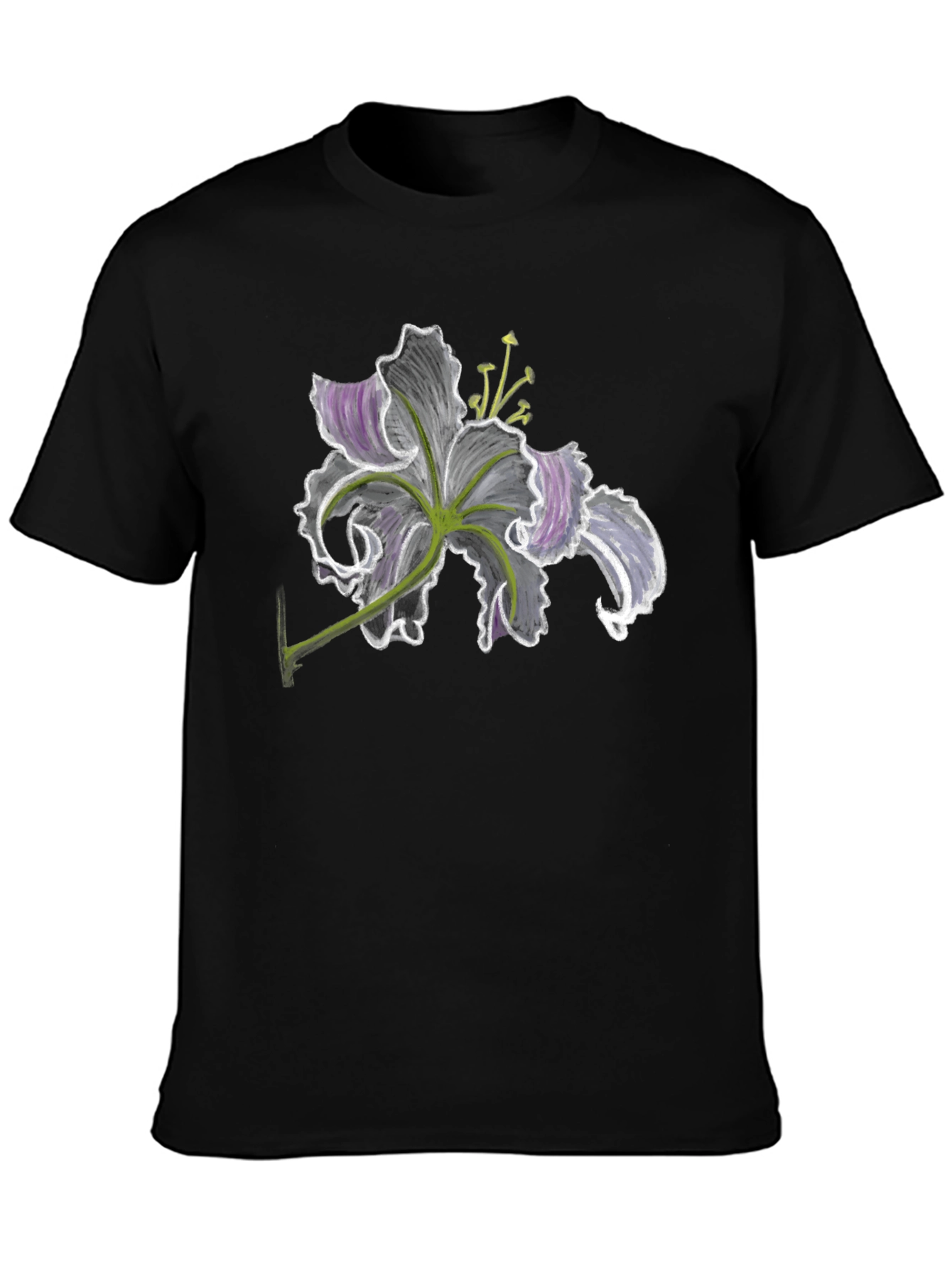 Floral Sketch Black T-Shirt