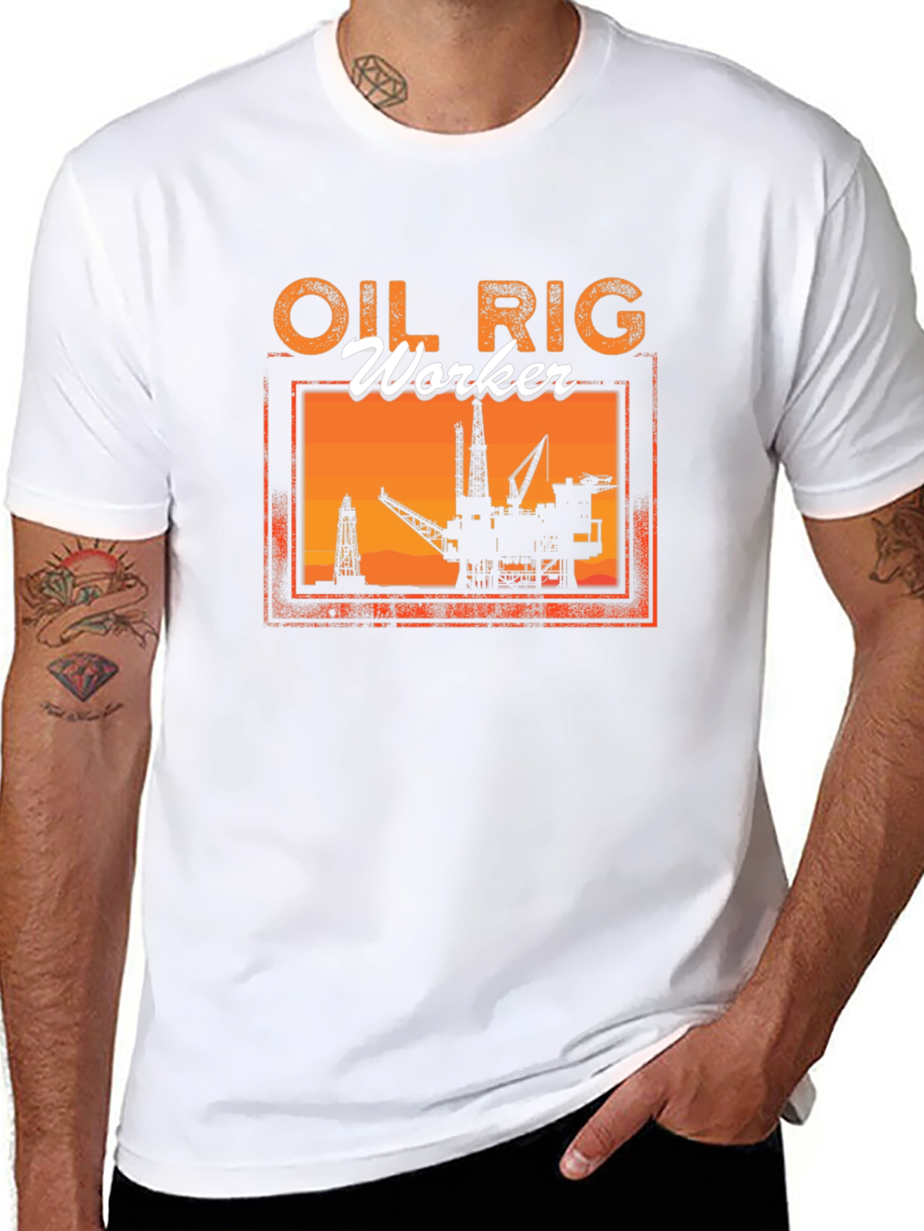 Oil Rig Worker Graphic Tee - Black