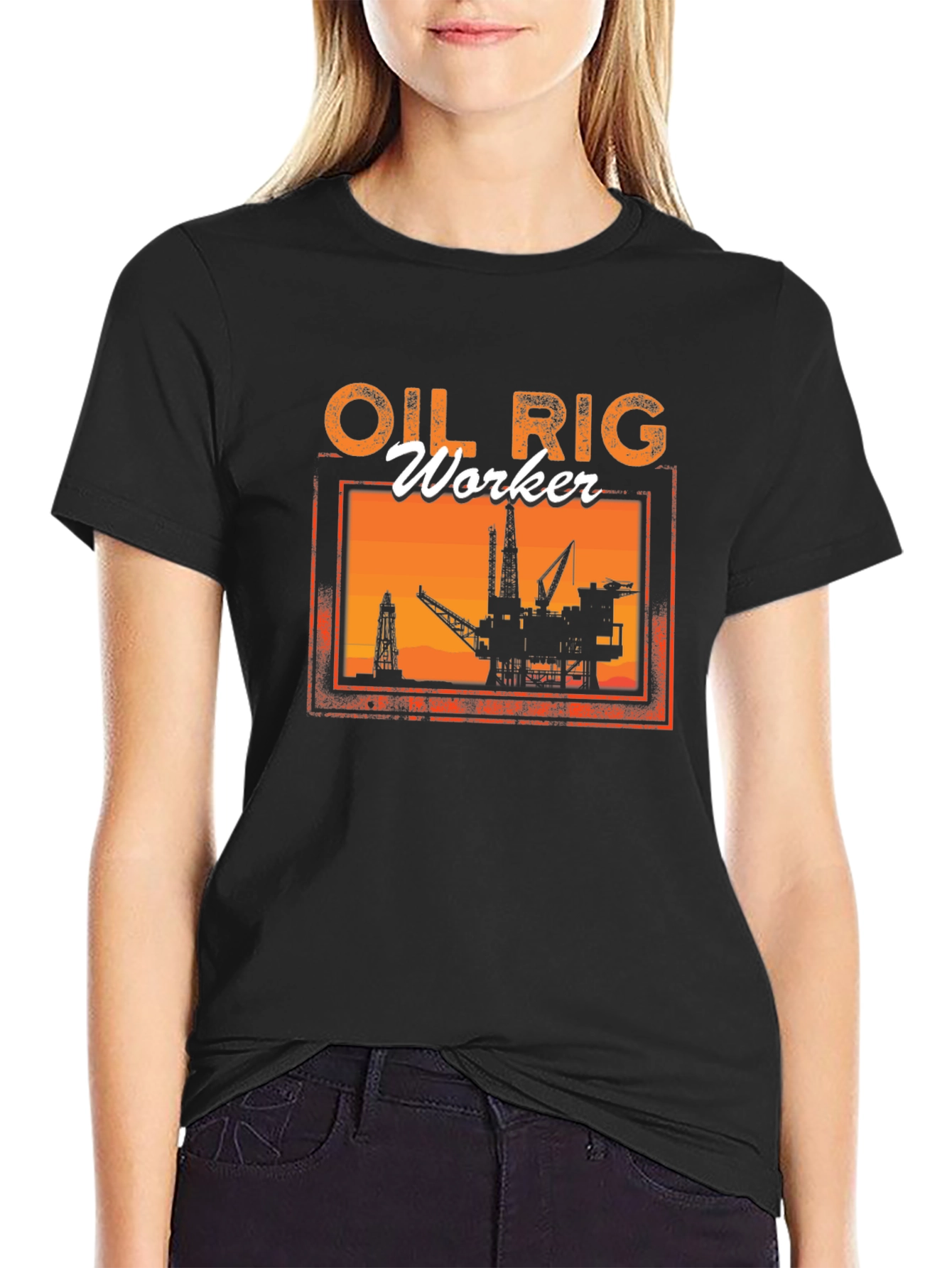 Oil Rig Worker Graphic Tee - Black