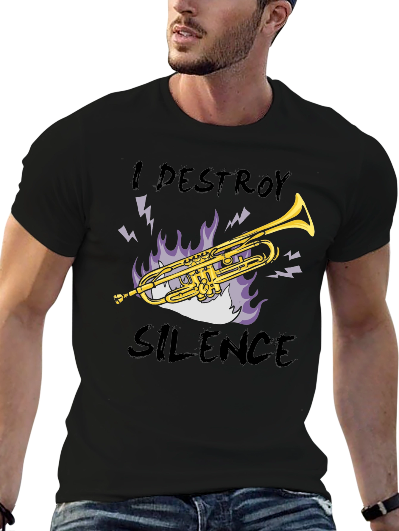 I Destroy Silence Trumpet Graphic Tee