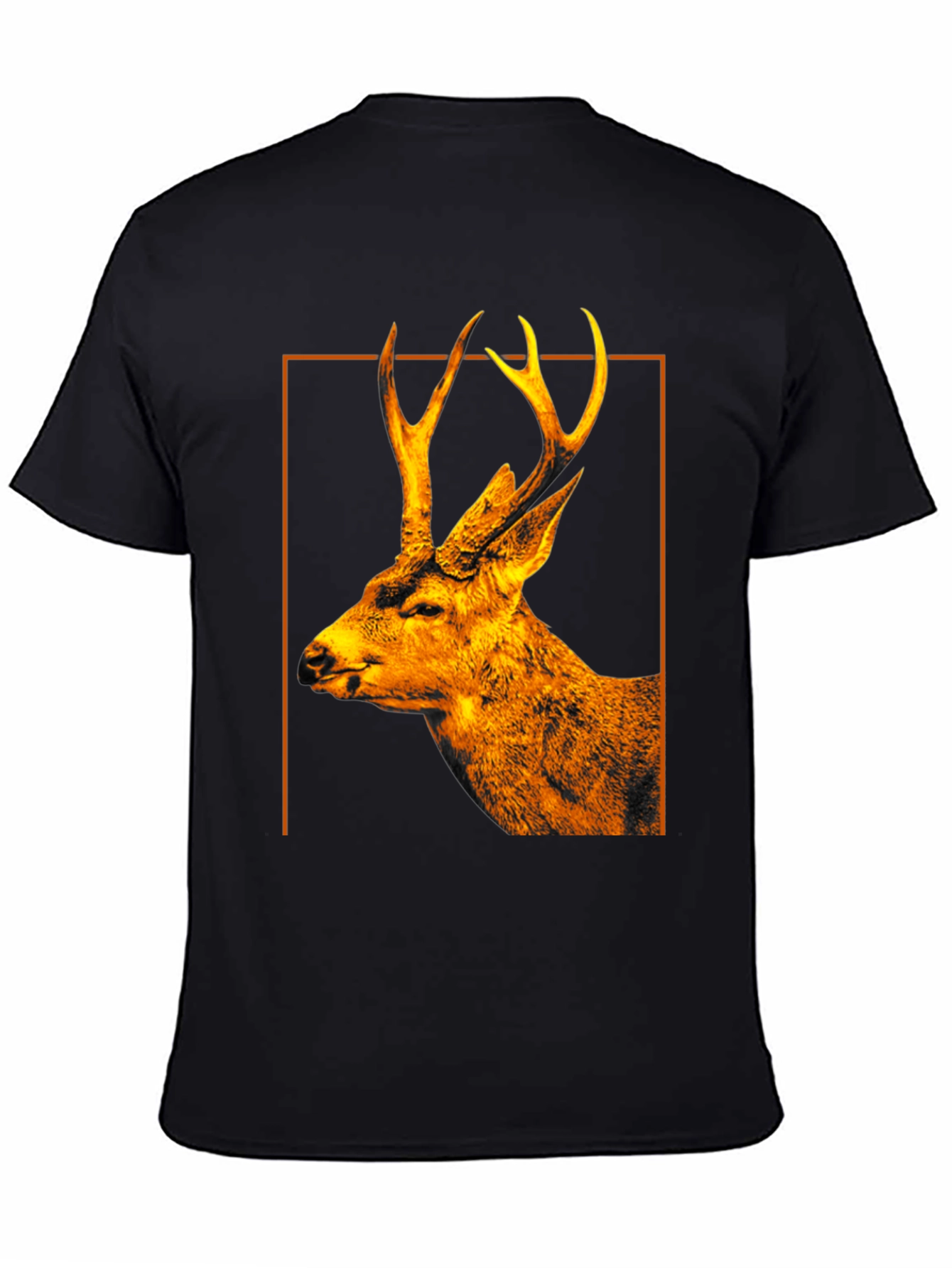 Deer Graphic Print Black Crew Neck T-Shirt