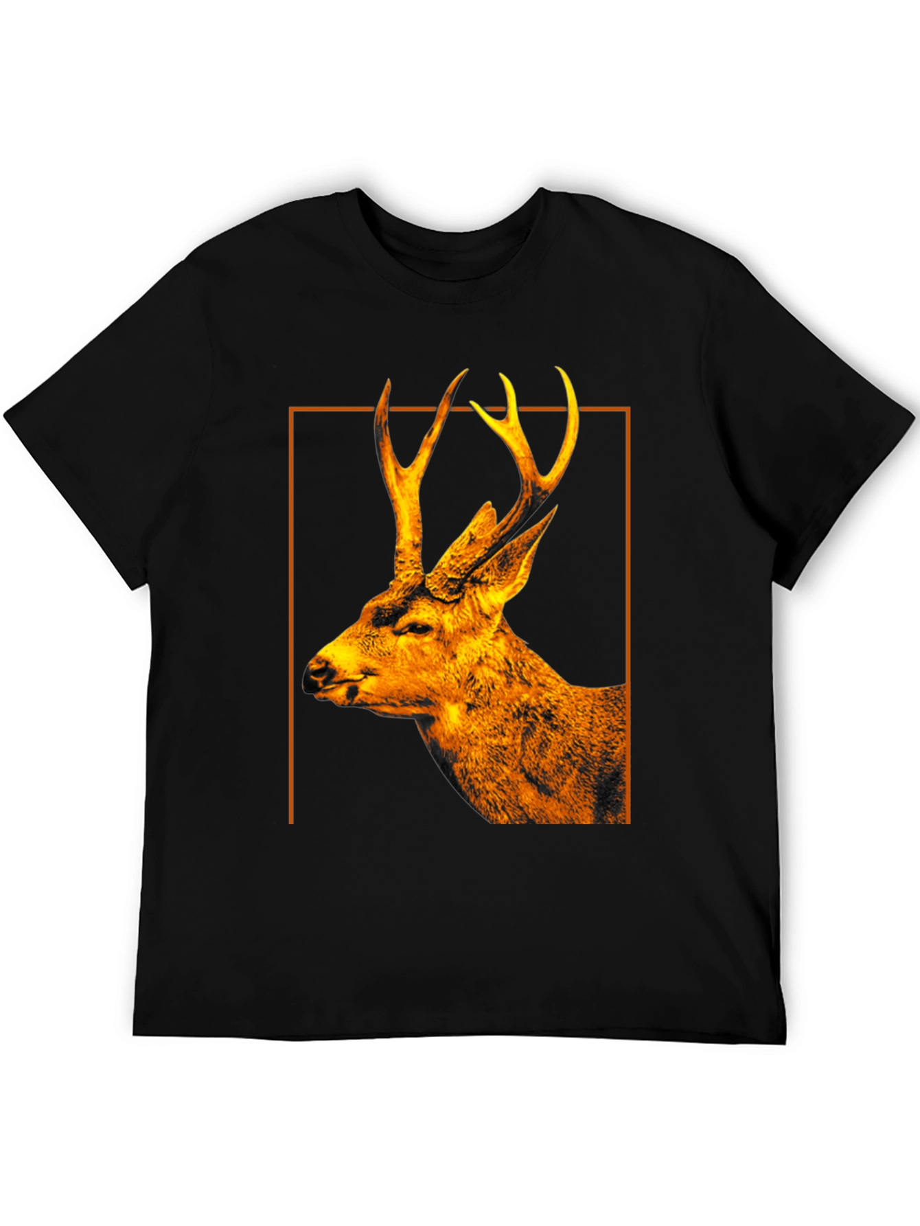 Deer Graphic Print Black Crew Neck T-Shirt