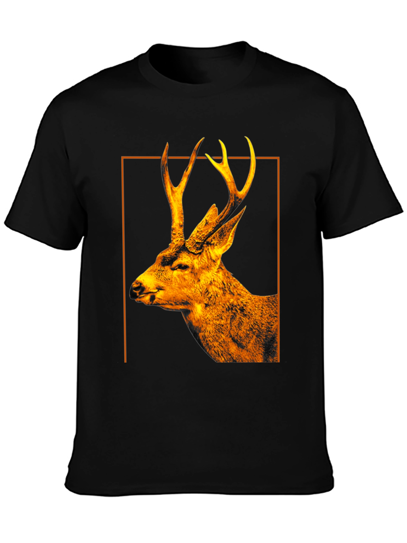 Deer Graphic Print Black Crew Neck T-Shirt