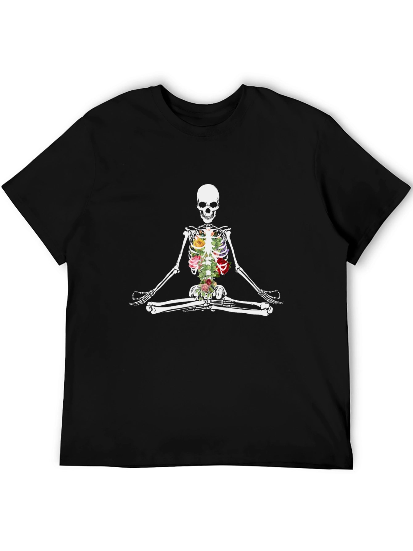 Floral Skeleton Meditating Graphic Tee