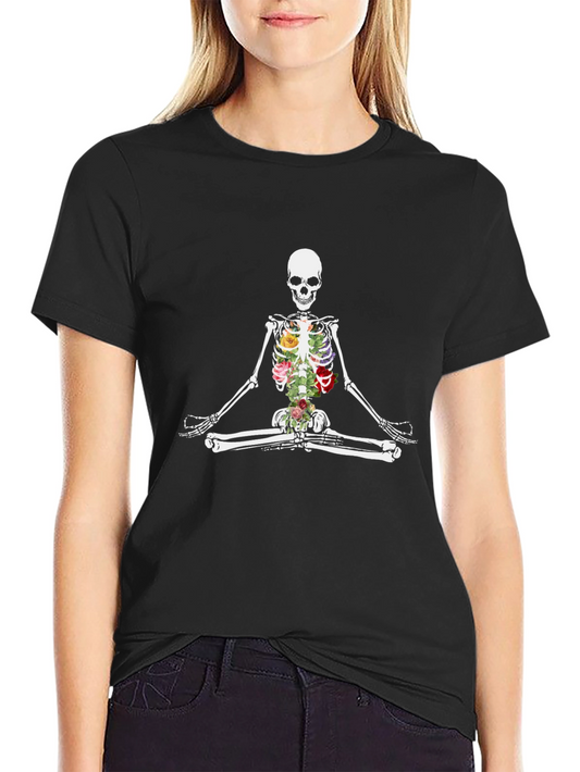 Floral Skeleton Meditating Graphic Tee