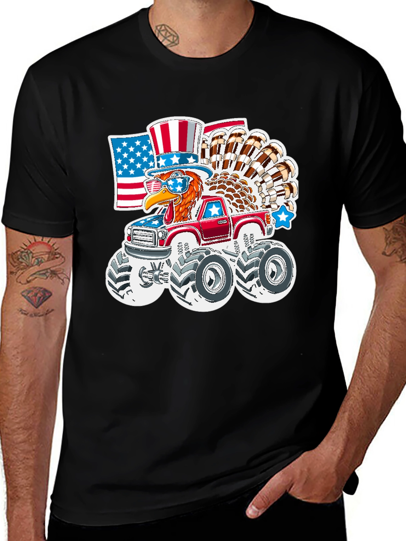 Patriotic Turkey Monster Truck T-Shirt