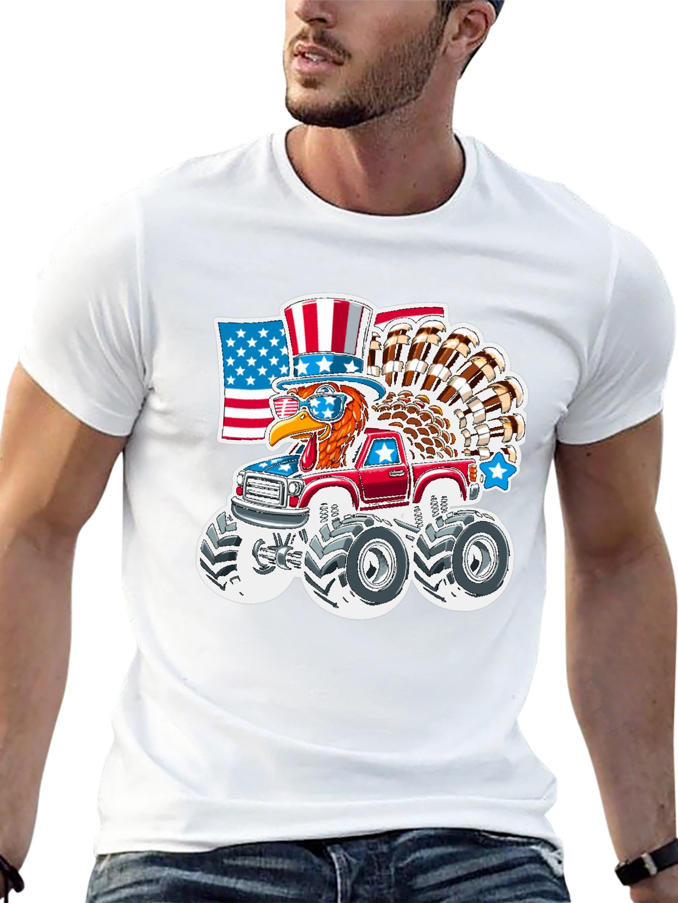 Patriotic Turkey Monster Truck T-Shirt