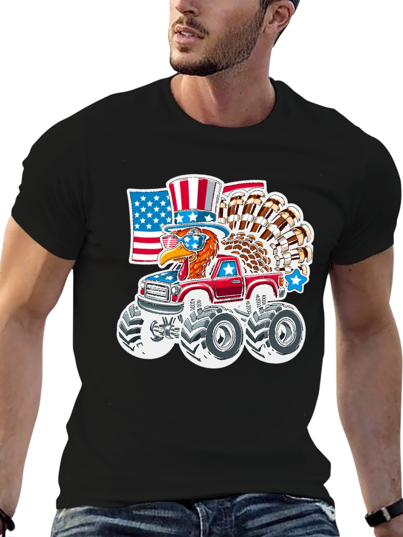 Patriotic Turkey Monster Truck T-Shirt