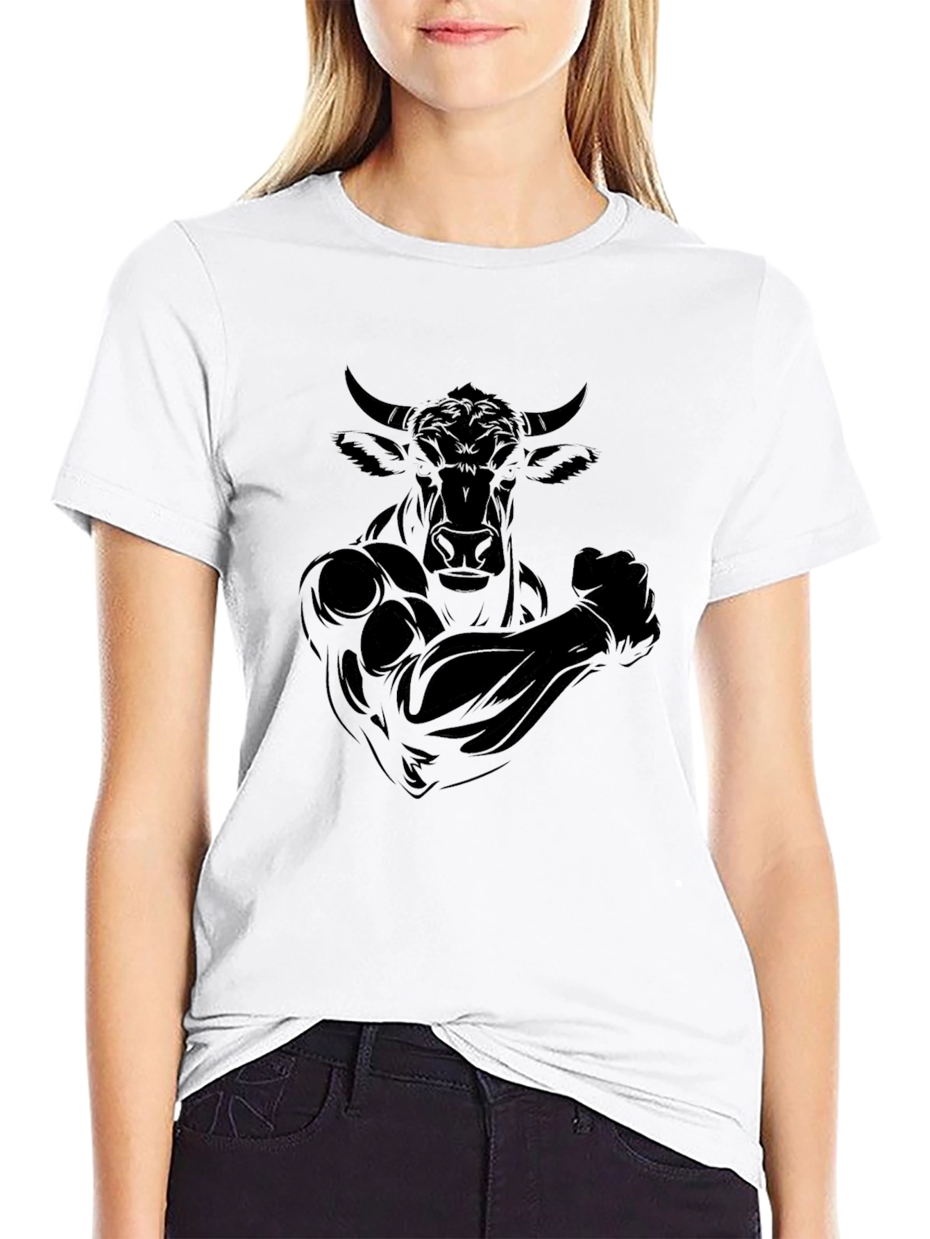 Black Bull Muscle Tee - Graphic Print T-Shirt