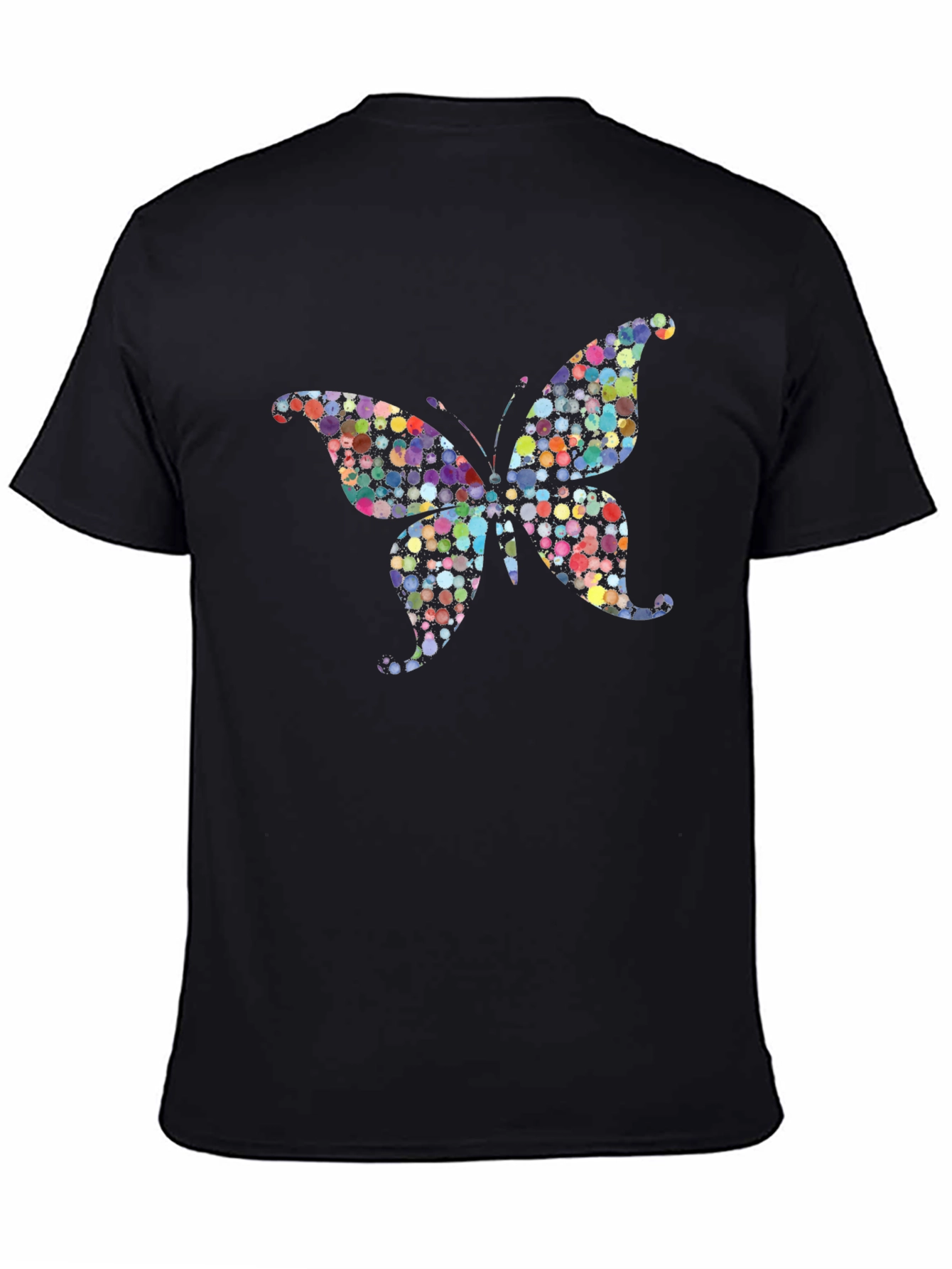 Butterfly Print Black T-Shirt - Unique Design