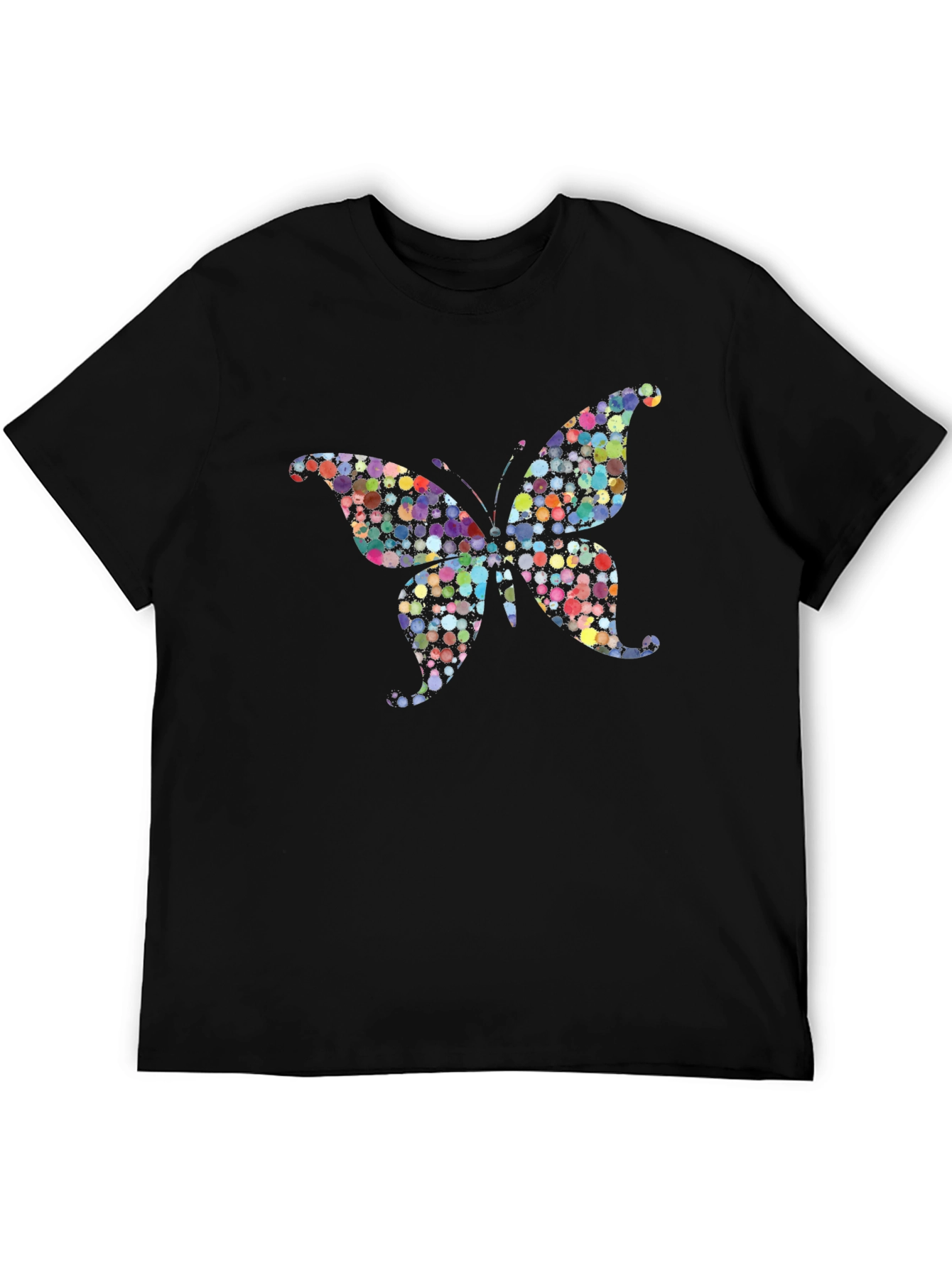 Butterfly Print Black T-Shirt - Unique Design