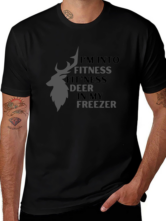 Fitness Deer Freezer Black Graphic Tee
