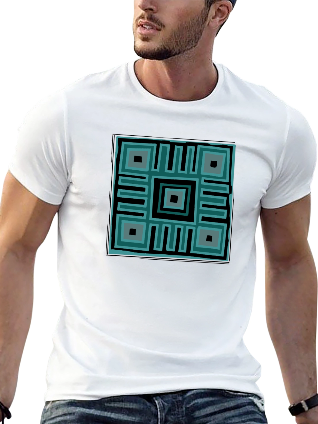 Geometric Print Crew Neck T-Shirt
