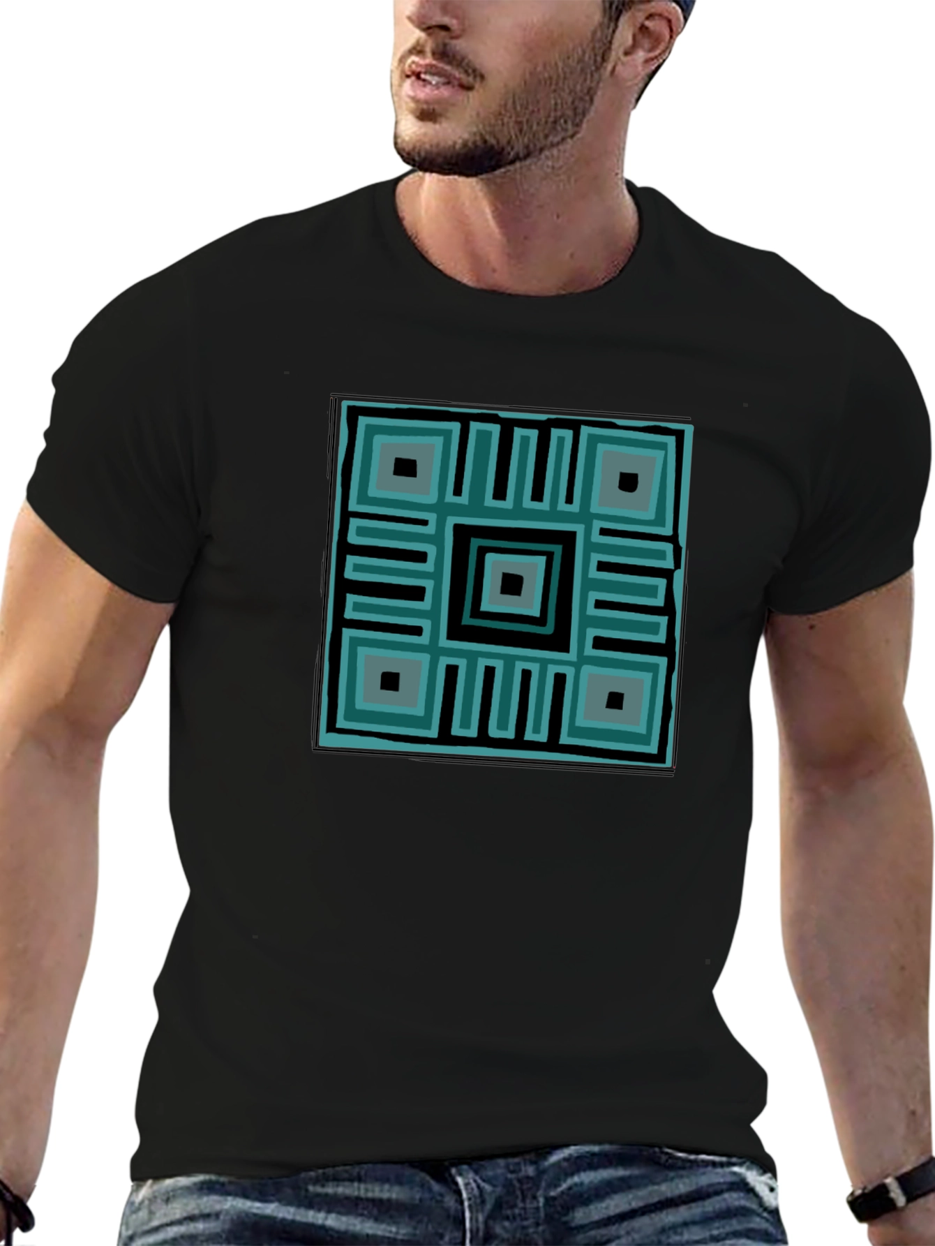 Geometric Print Crew Neck T-Shirt