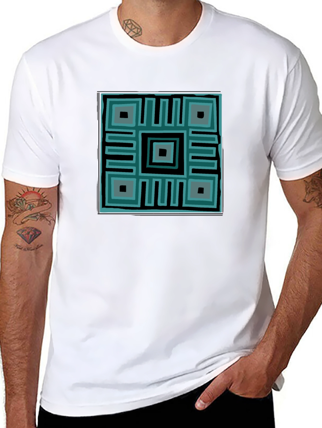Geometric Print Crew Neck T-Shirt