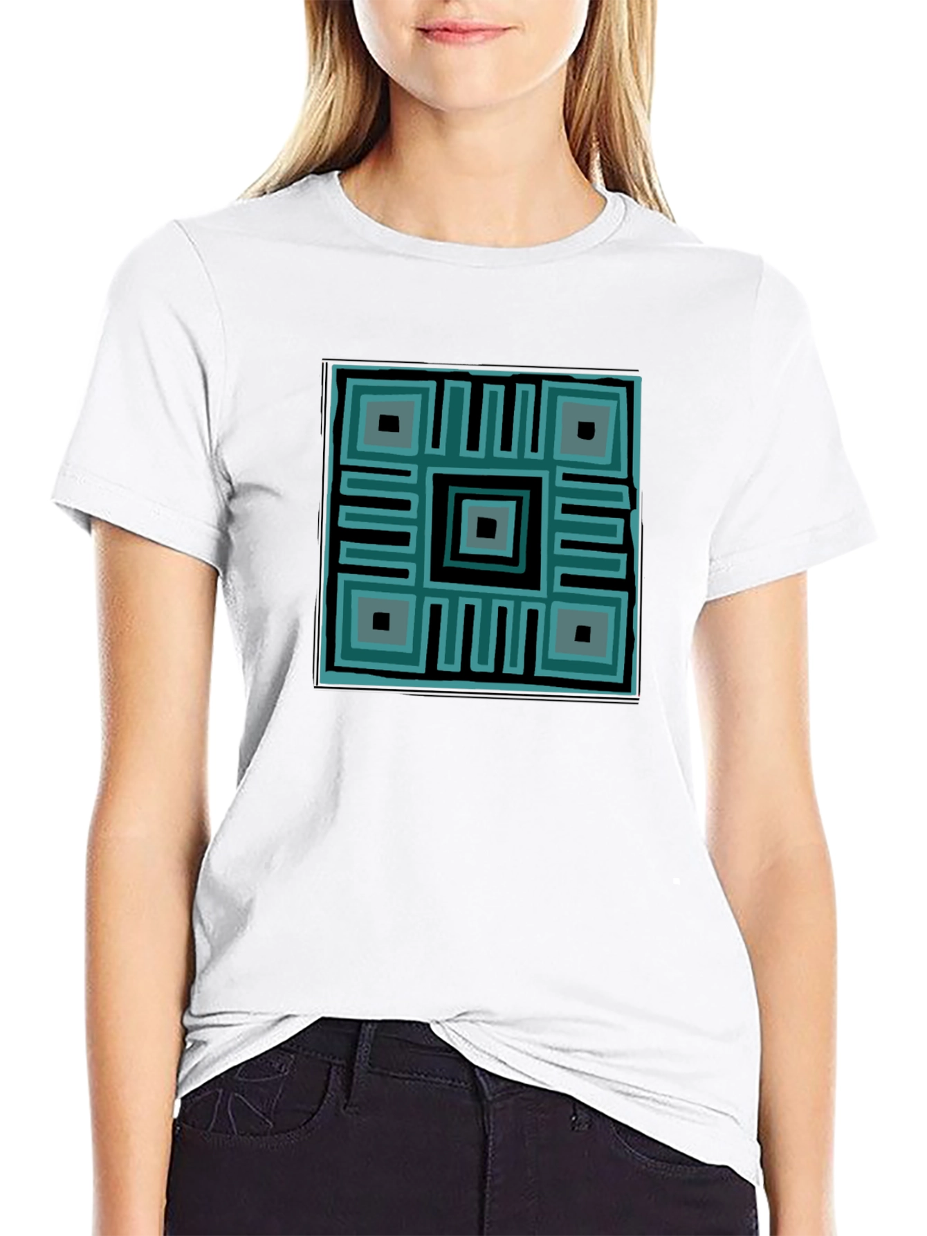 Geometric Print Crew Neck T-Shirt