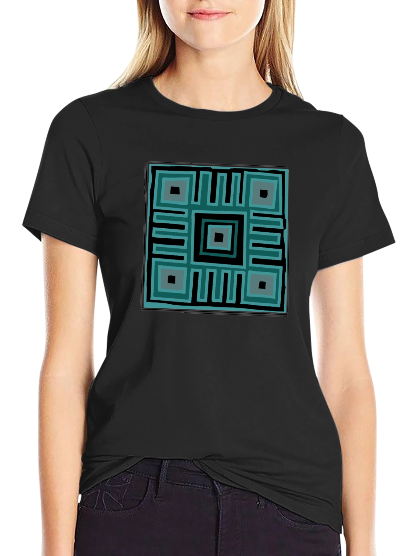Geometric Print Crew Neck T-Shirt