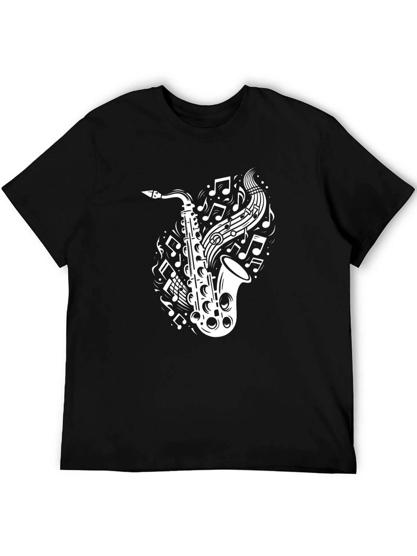Saxophone Music Notes T-Shirt - Black