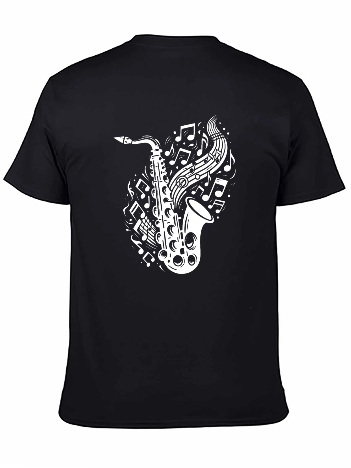 Saxophone Music Notes T-Shirt - Black