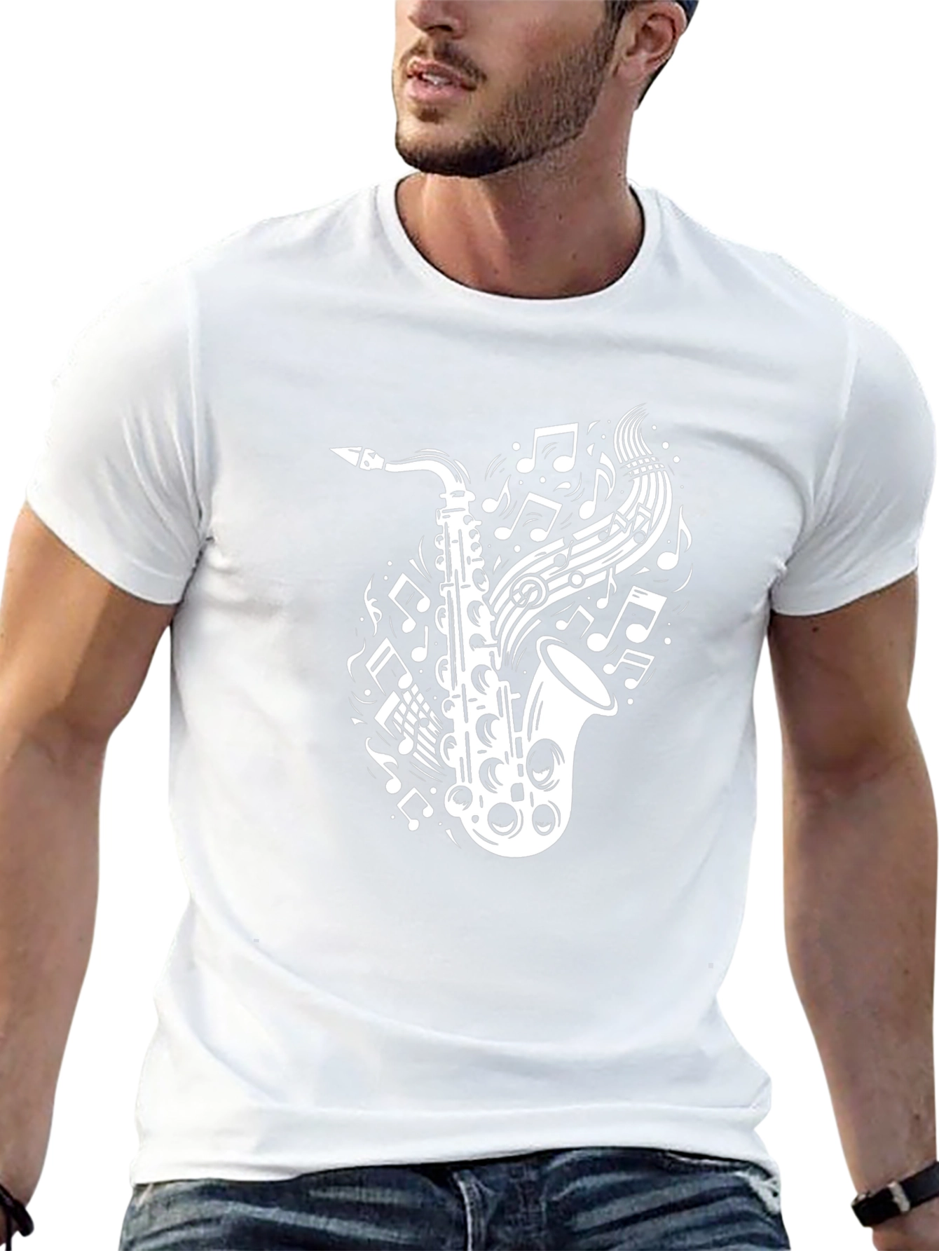 Saxophone Music Notes T-Shirt - Black