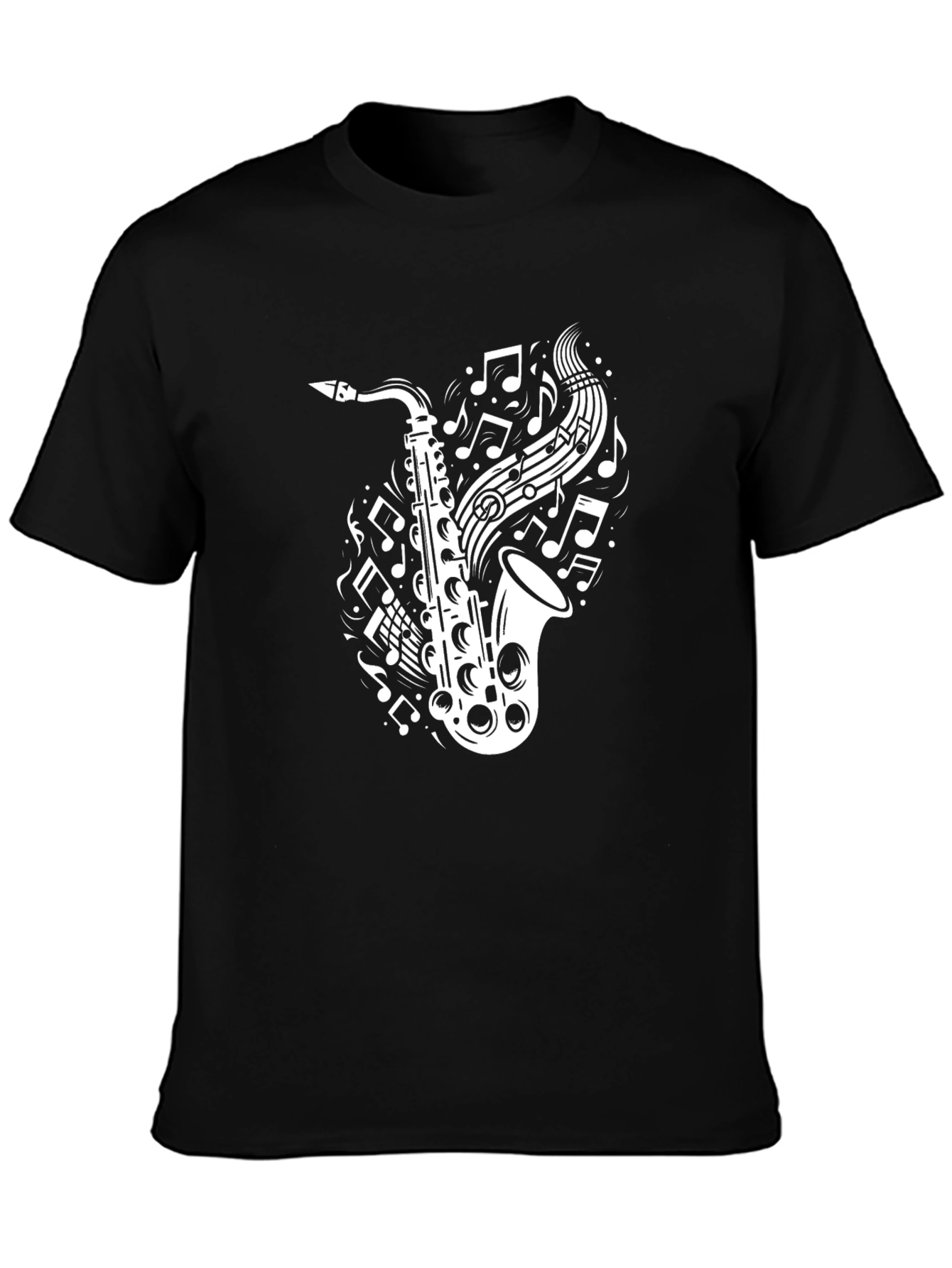 Saxophone Music Notes T-Shirt - Black