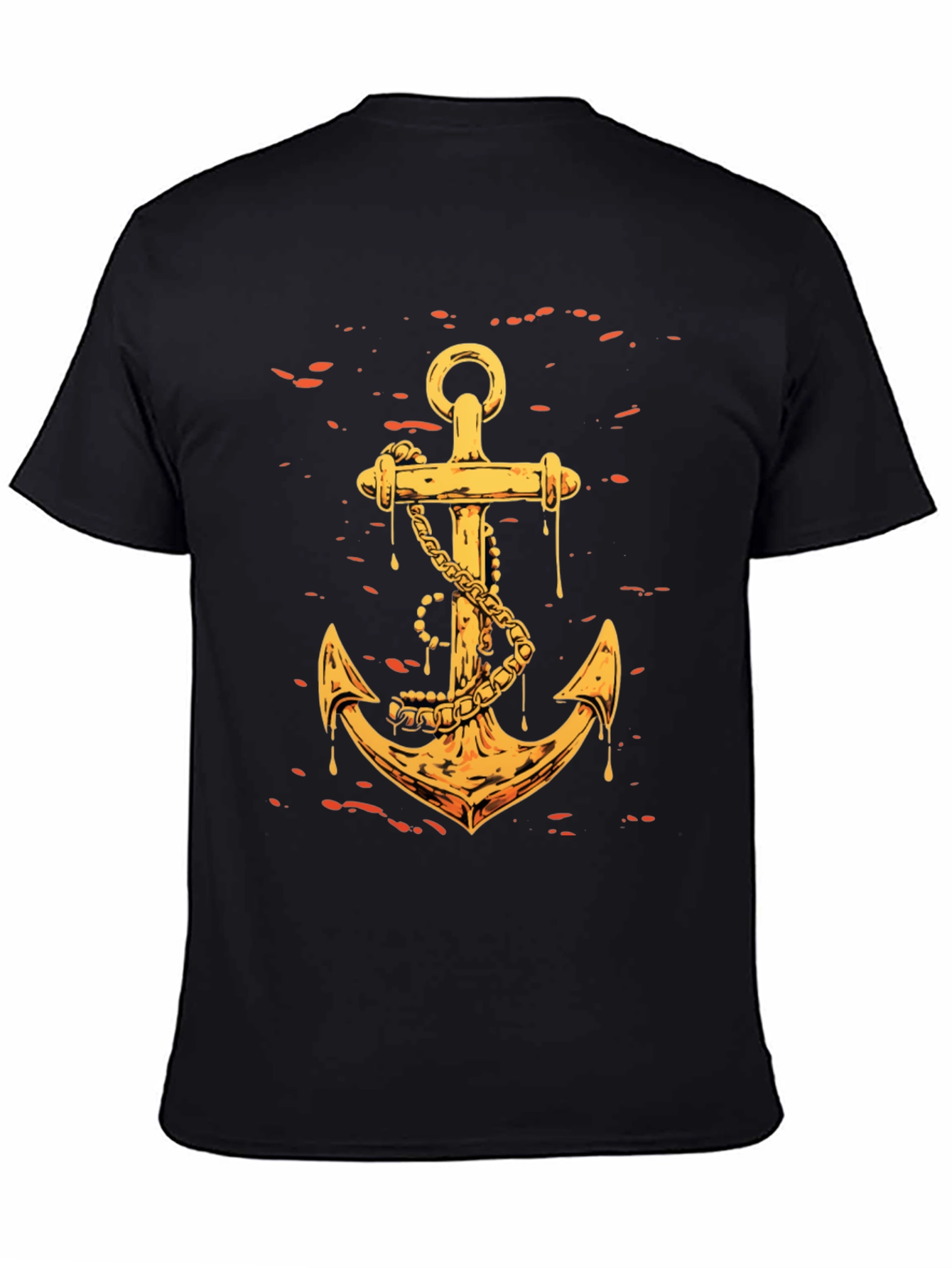 Golden Anchor Graphic Tee - Black Casual Shirt