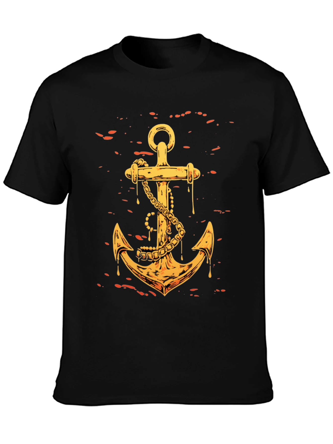 Golden Anchor Graphic Tee - Black Casual Shirt