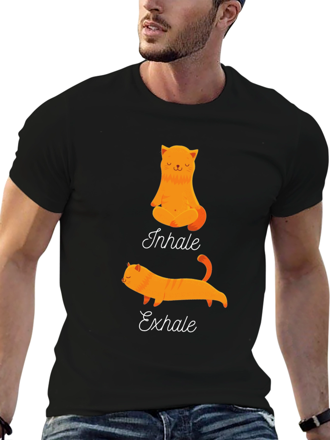 Yoga Cat Inhale Exhale Graphic Tee