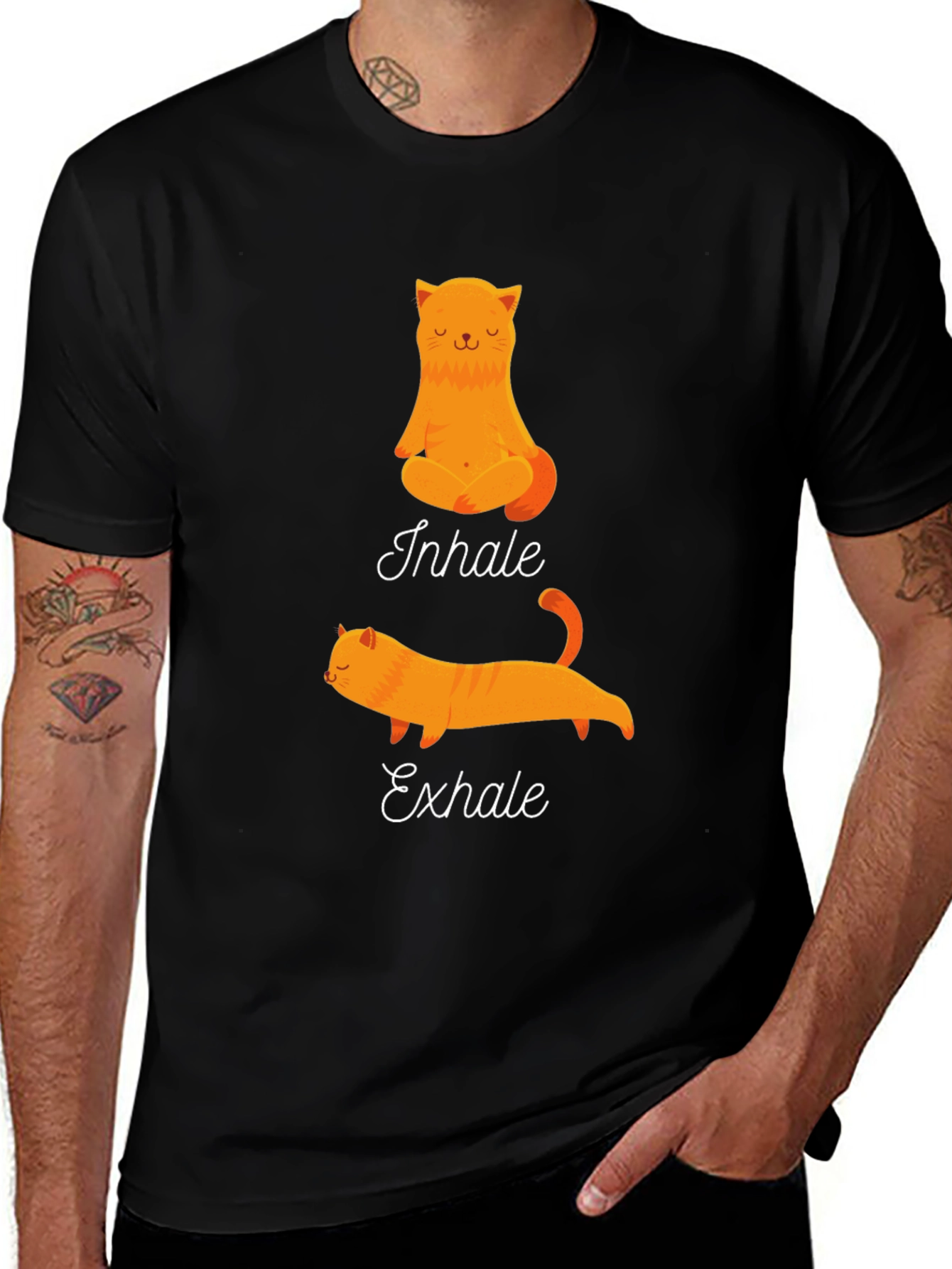 Yoga Cat Inhale Exhale Graphic Tee