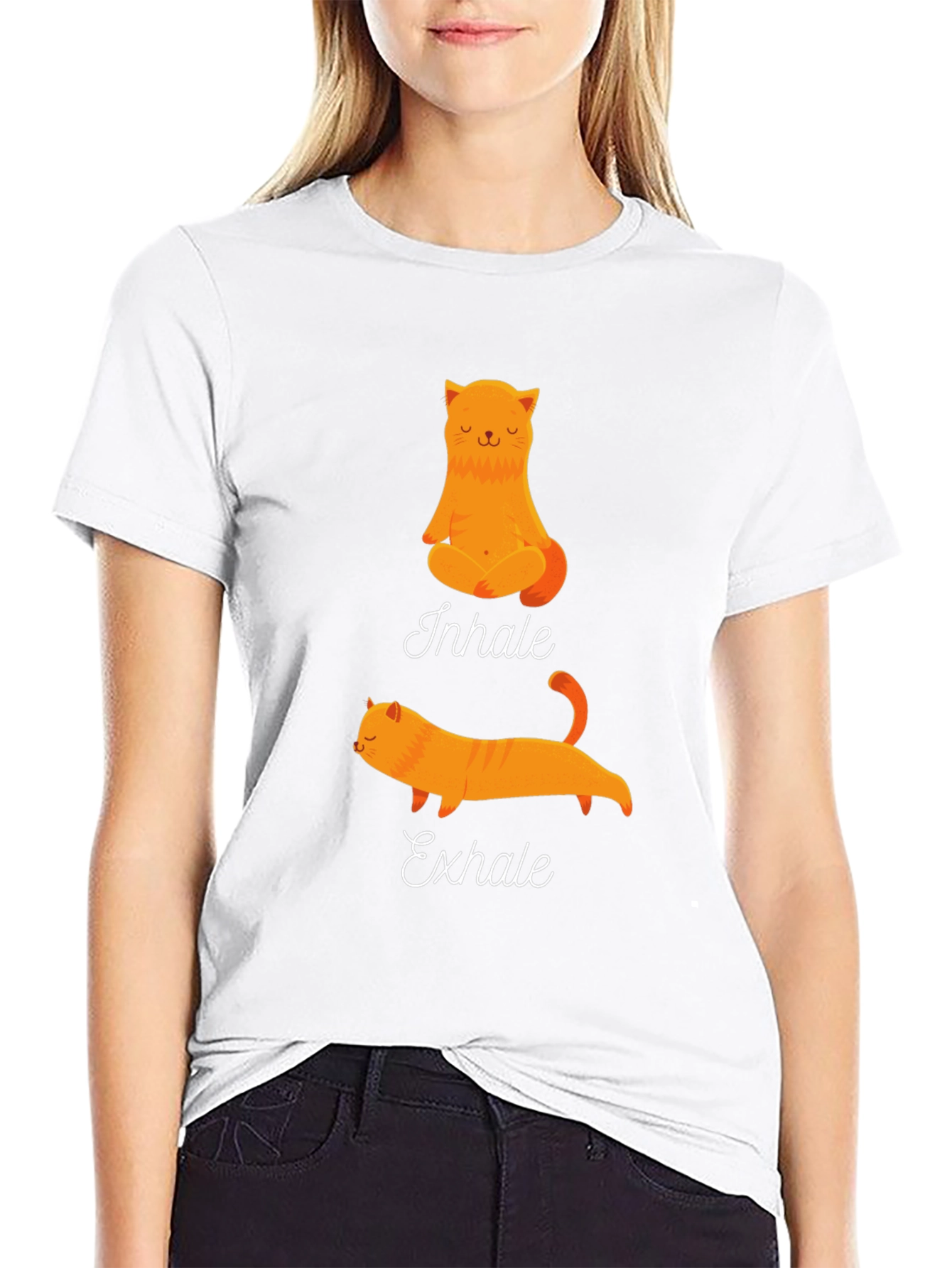 Yoga Cat Inhale Exhale Graphic Tee