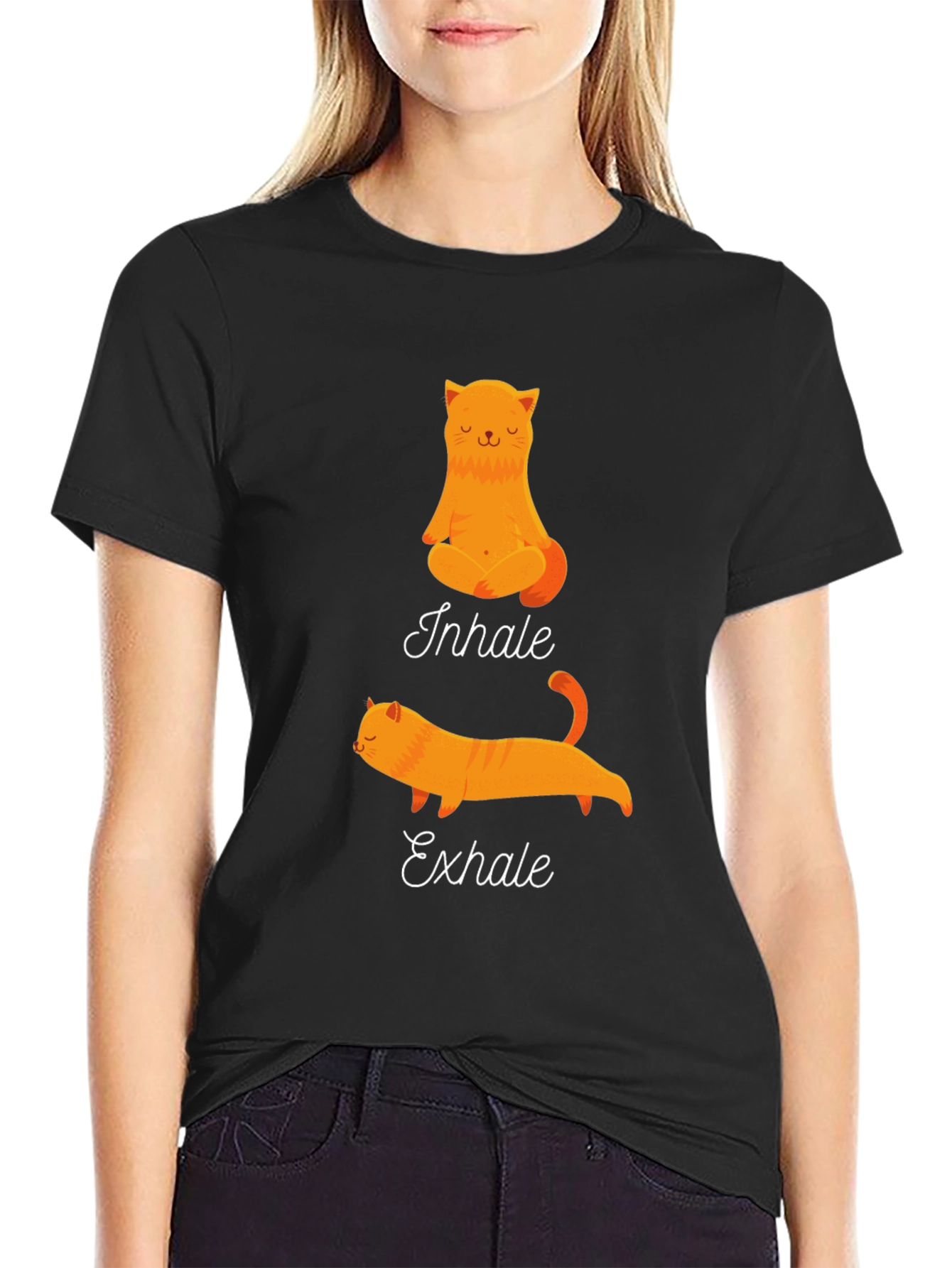 Yoga Cat Inhale Exhale Graphic Tee