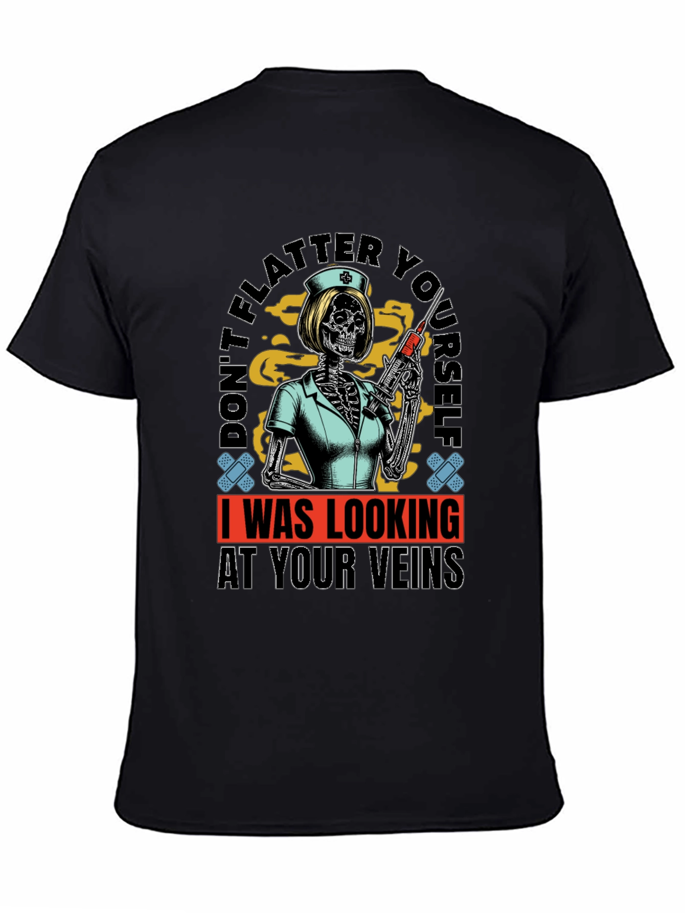 Humorous Skeleton Nurse T-Shirt - Veins Design