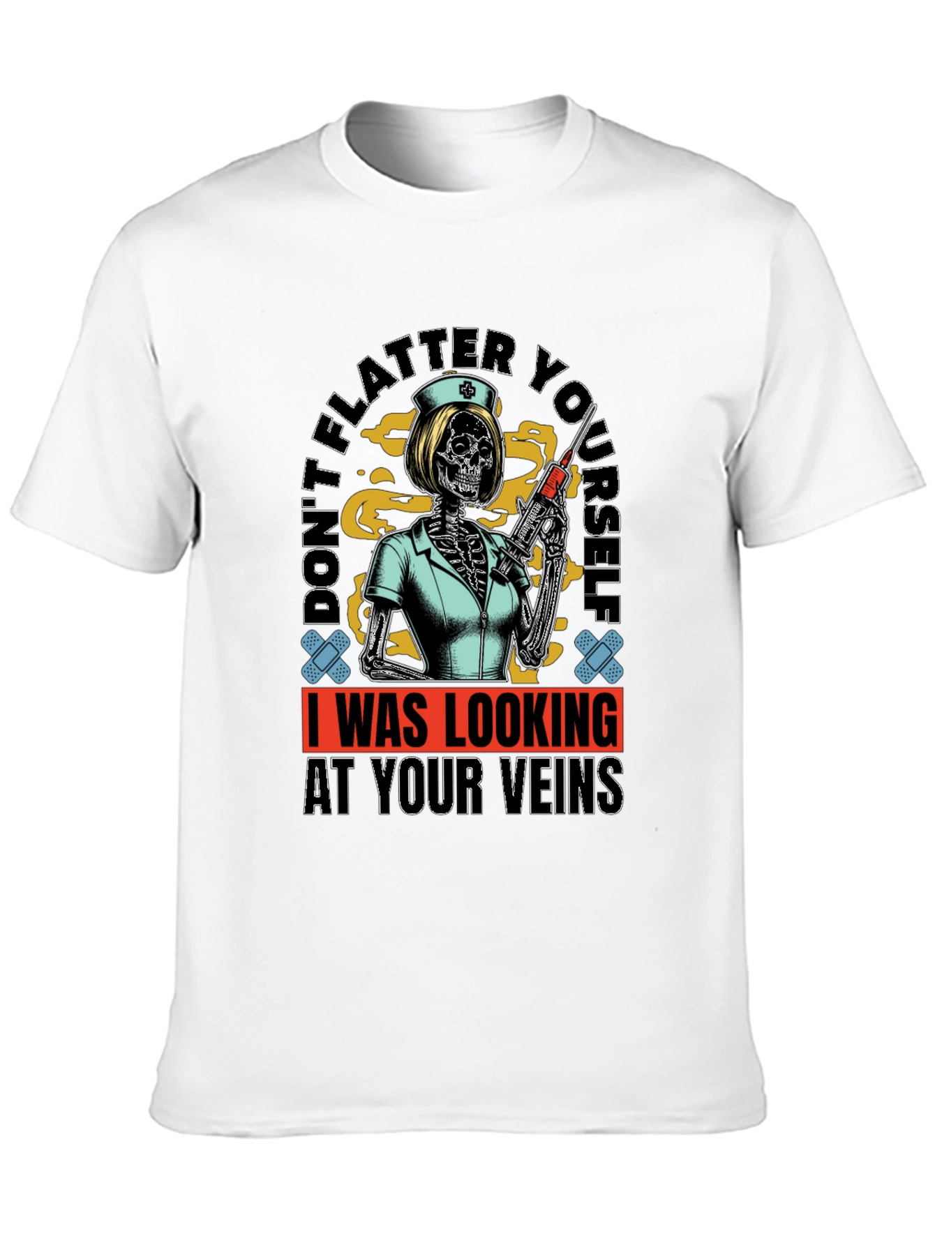 Humorous Skeleton Nurse T-Shirt - Veins Design