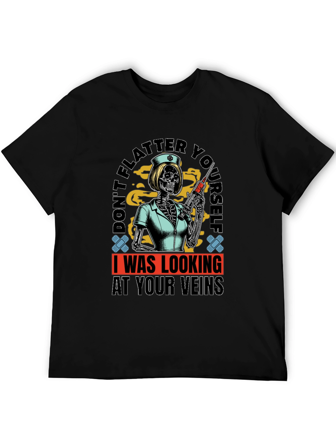 Humorous Skeleton Nurse T-Shirt - Veins Design