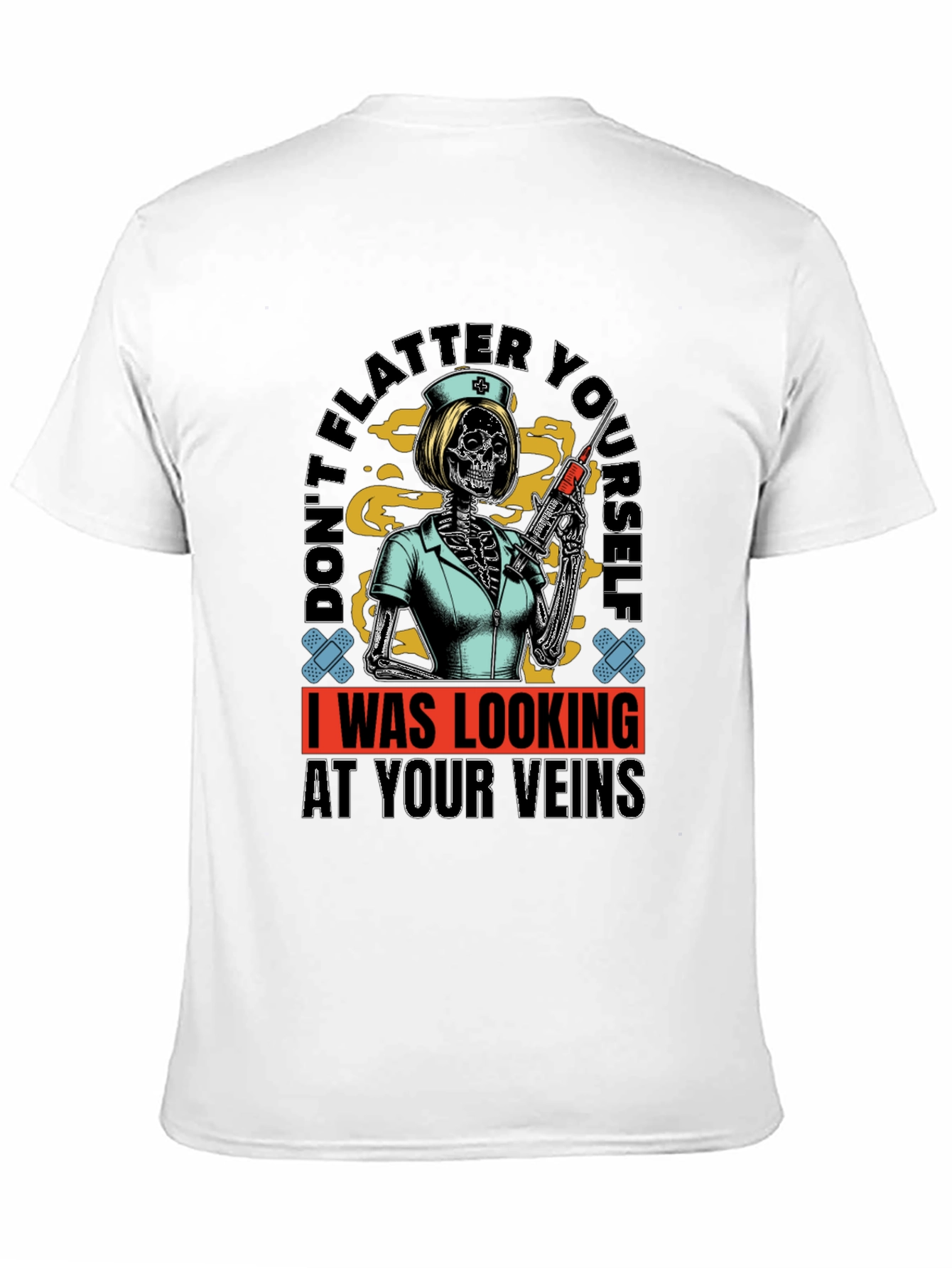 Humorous Skeleton Nurse T-Shirt - Veins Design