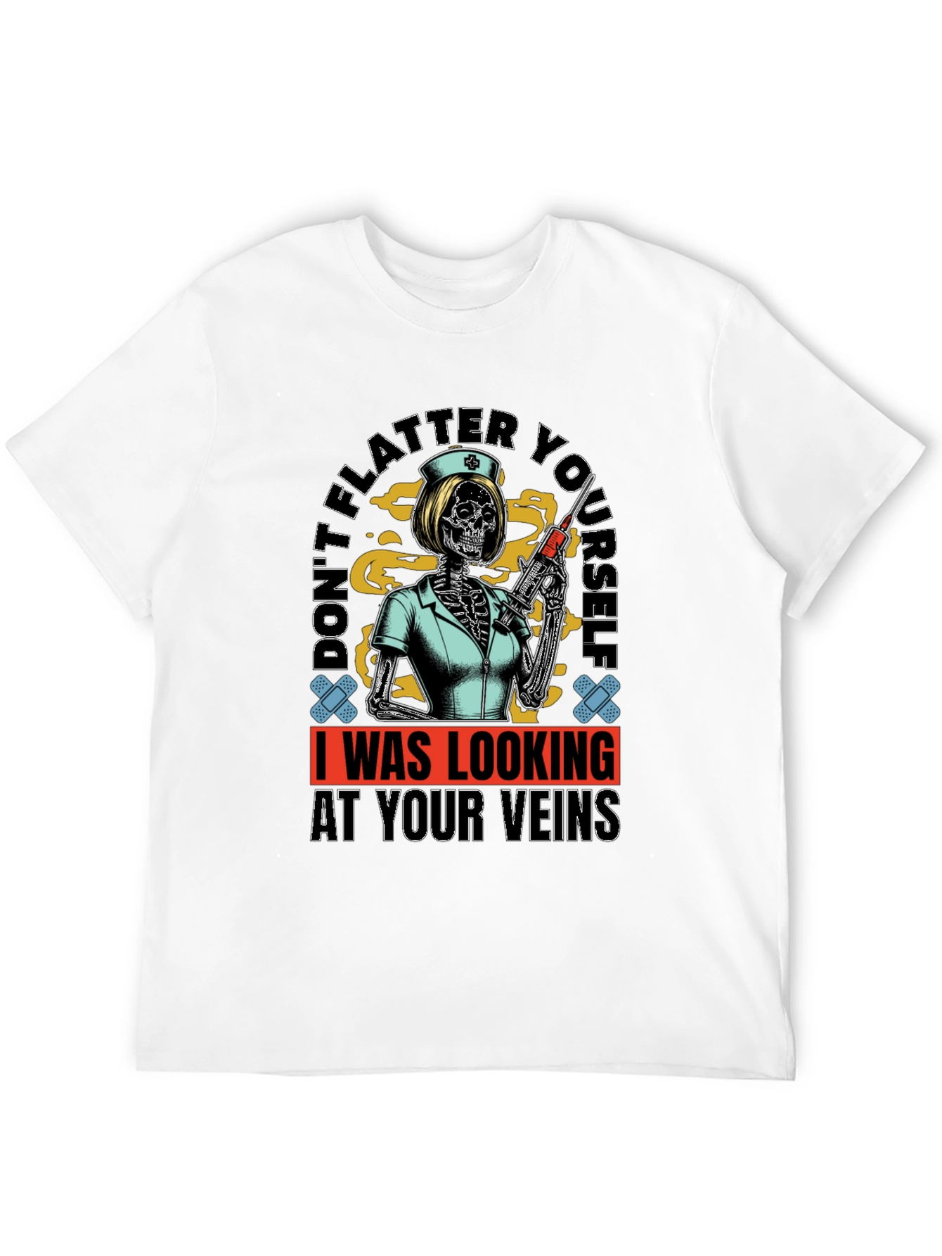 Humorous Skeleton Nurse T-Shirt - Veins Design