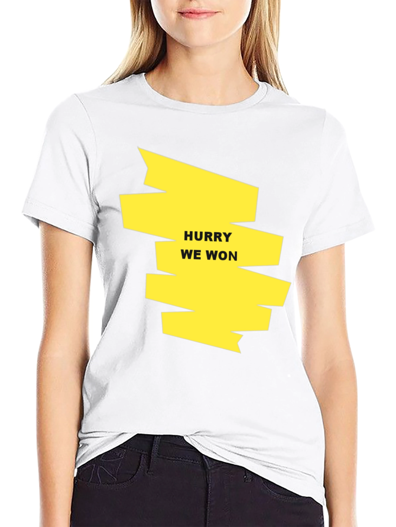 Hurry We Won Graphic Tee - Black Cotton T-Shirt
