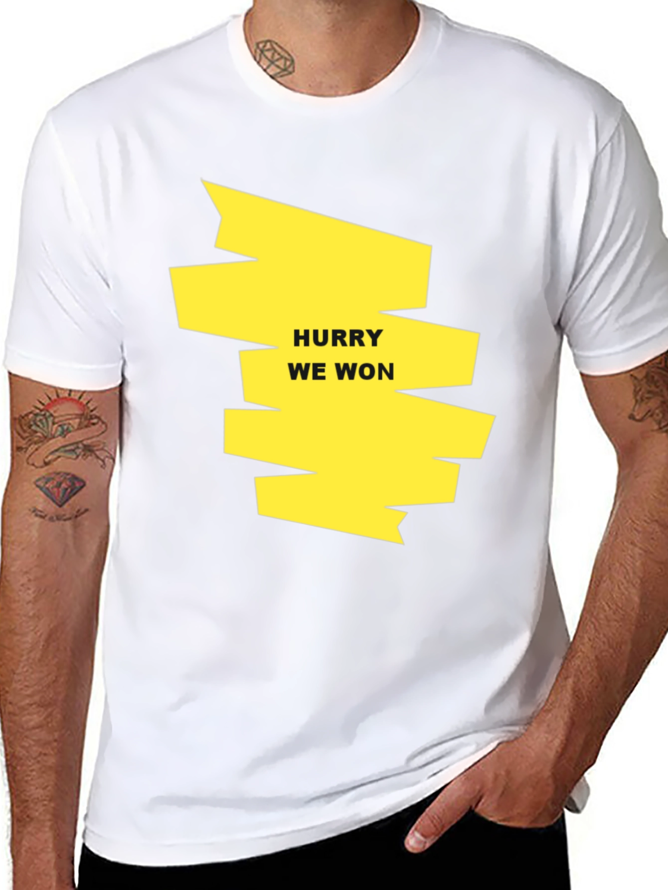 Hurry We Won Graphic Tee - Black Cotton T-Shirt