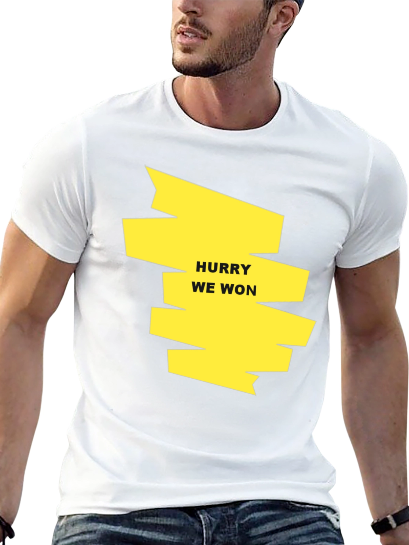 Hurry We Won Graphic Tee - Black Cotton T-Shirt