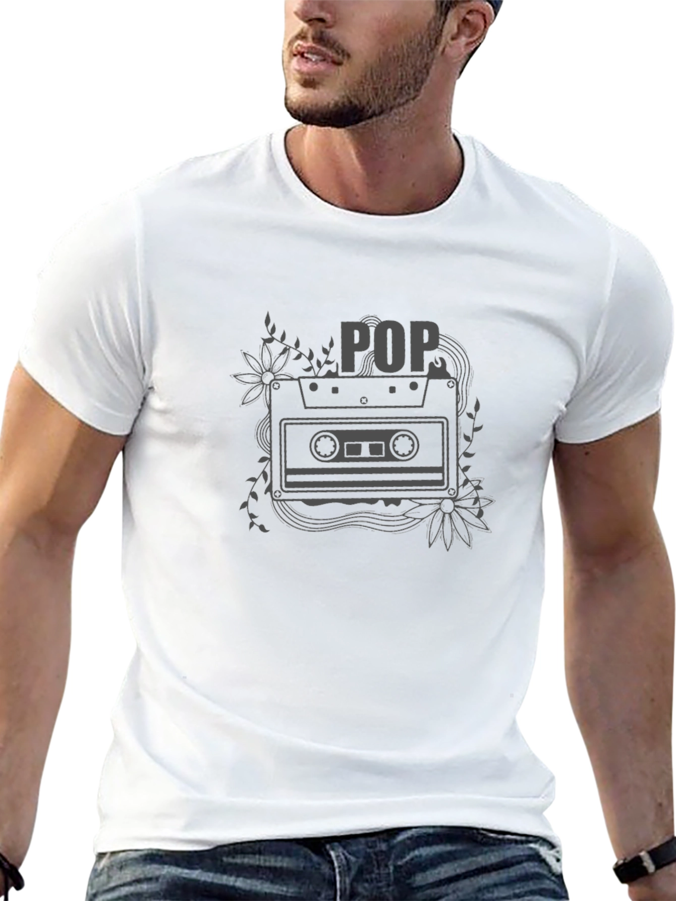 Retro POP Music Cassette Tape Graphic T-Shirt