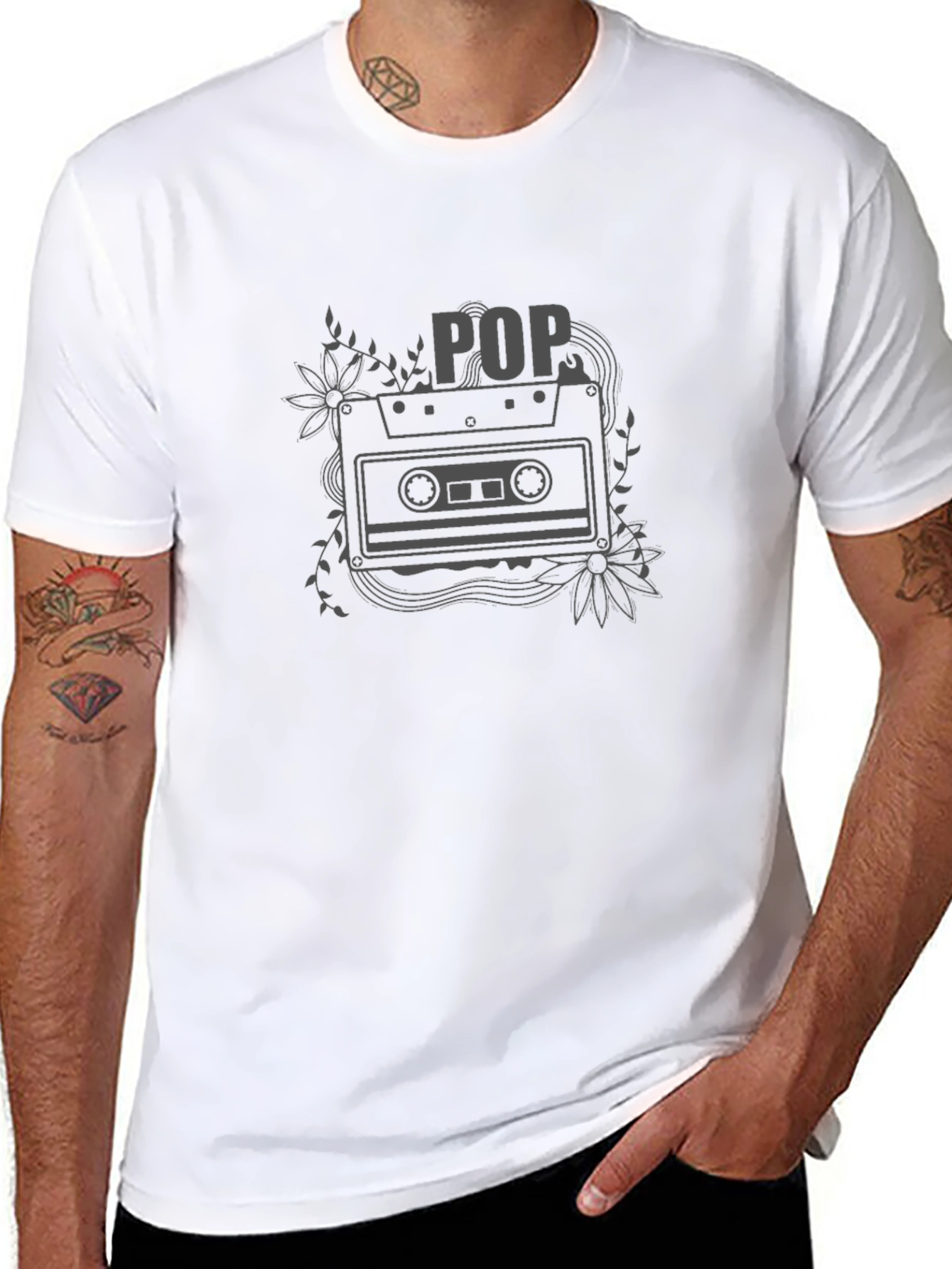 Retro POP Music Cassette Tape Graphic T-Shirt