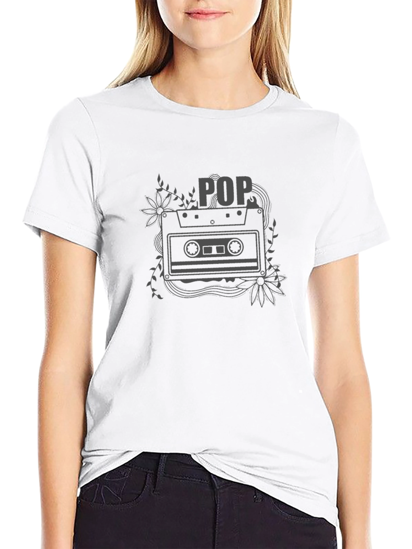 Retro POP Music Cassette Tape Graphic T-Shirt