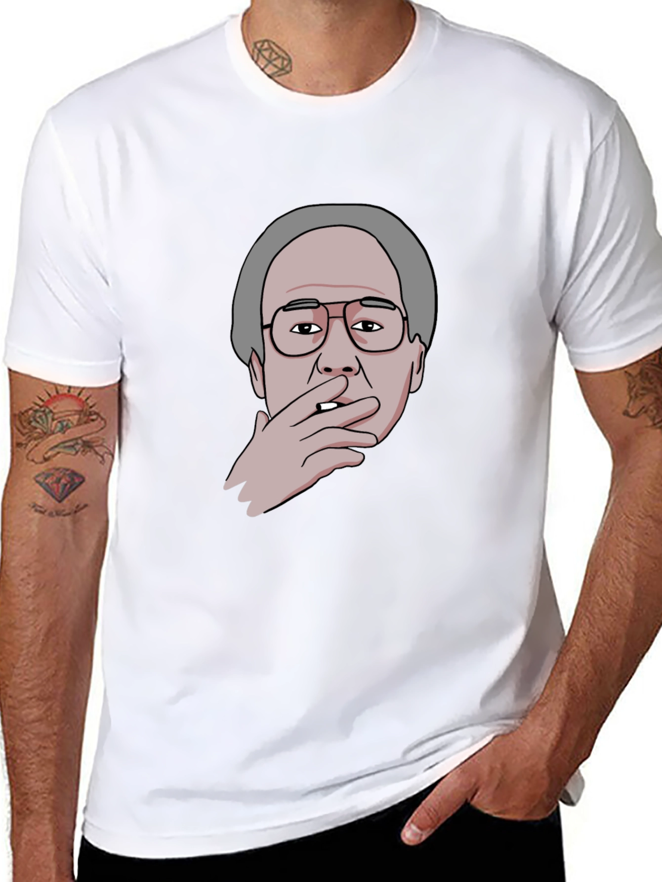 Smoking Man Graphic Tee - Black