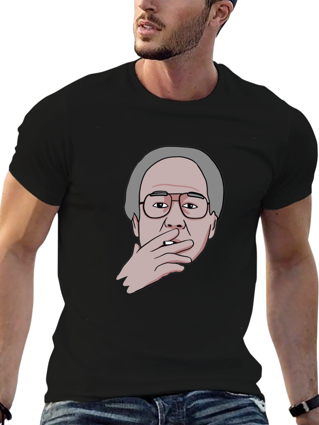 Smoking Man Graphic Tee - Black