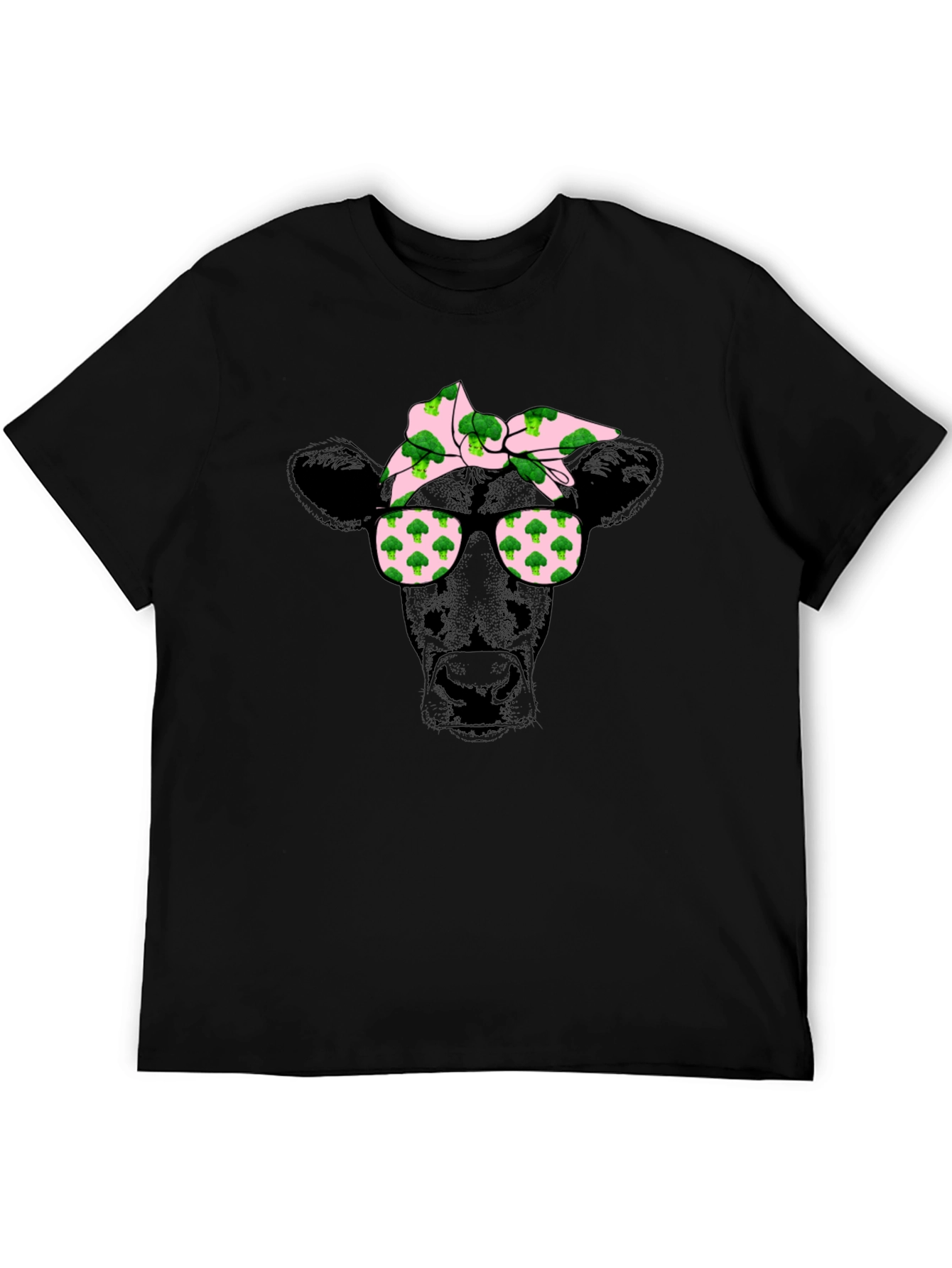 Cow with Broccoli Bandana Graphic T-Shirt