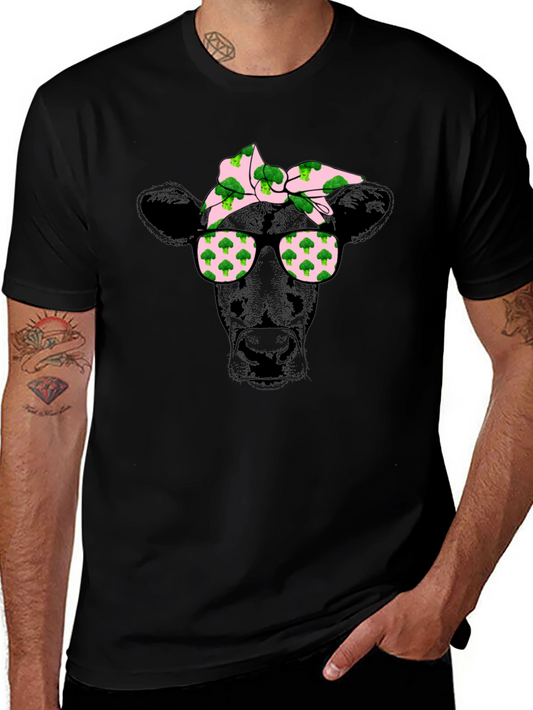 Cow with Broccoli Bandana Graphic T-Shirt