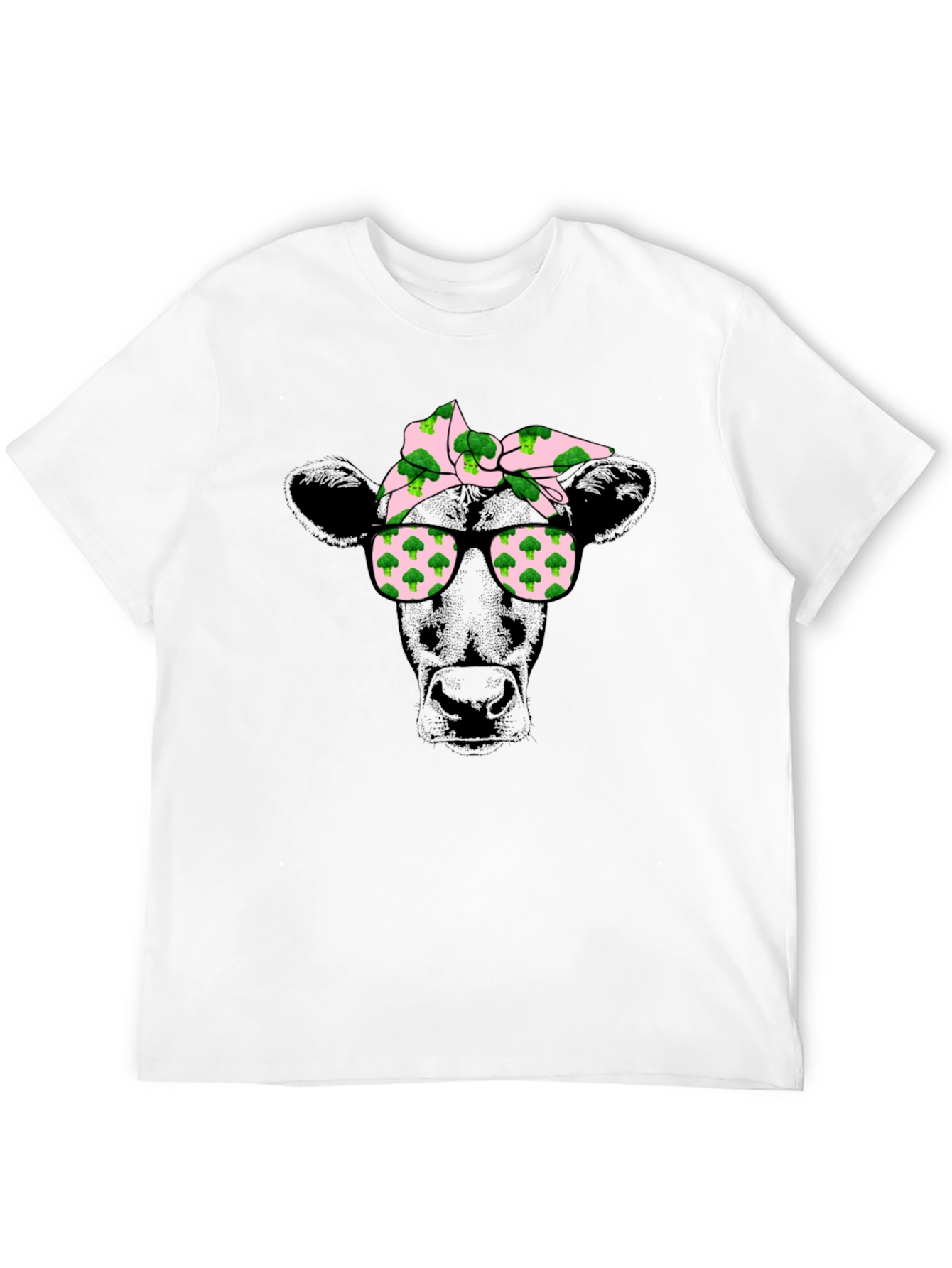 Cow with Broccoli Bandana Graphic T-Shirt