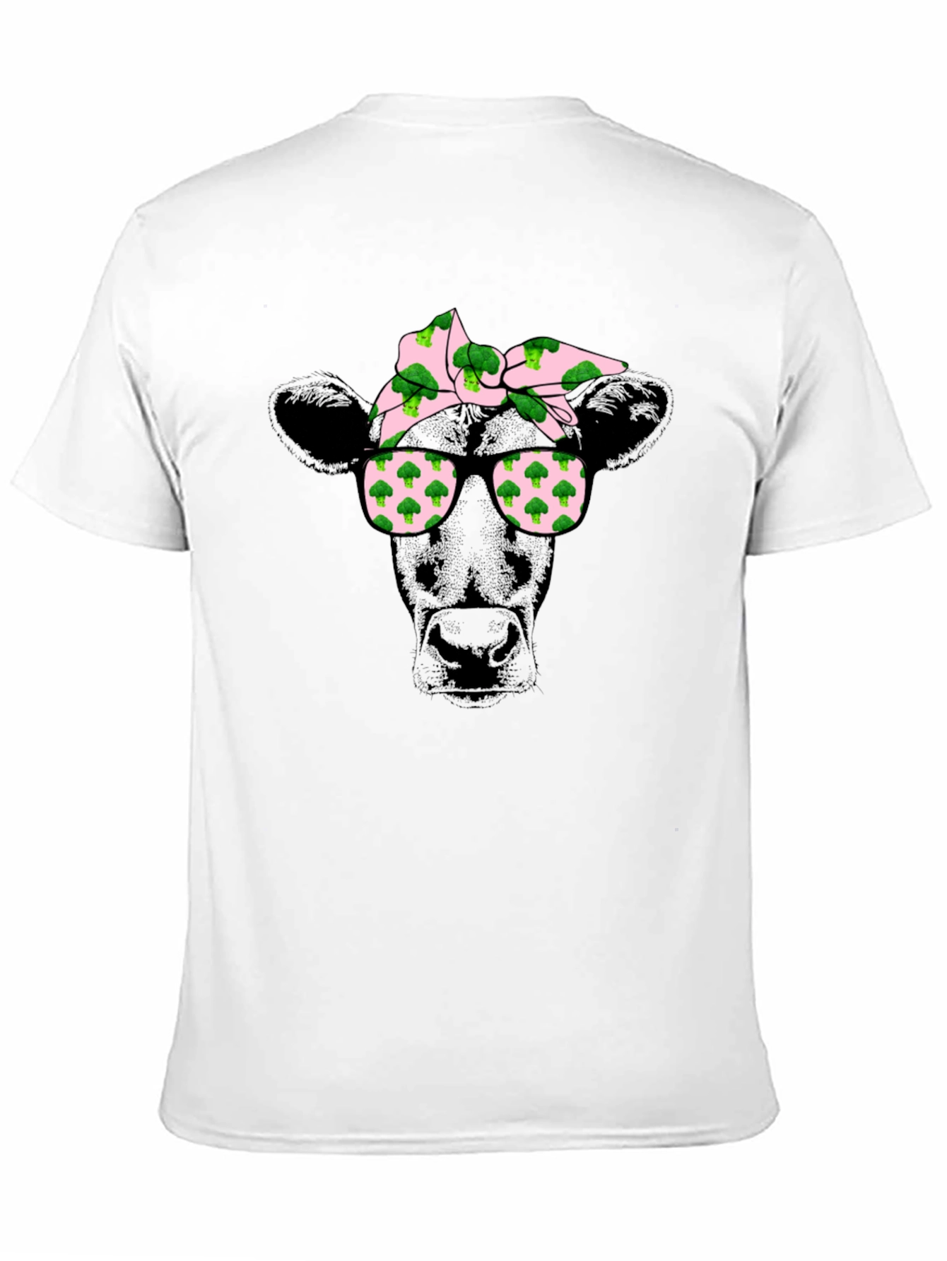 Cow with Broccoli Bandana Graphic T-Shirt
