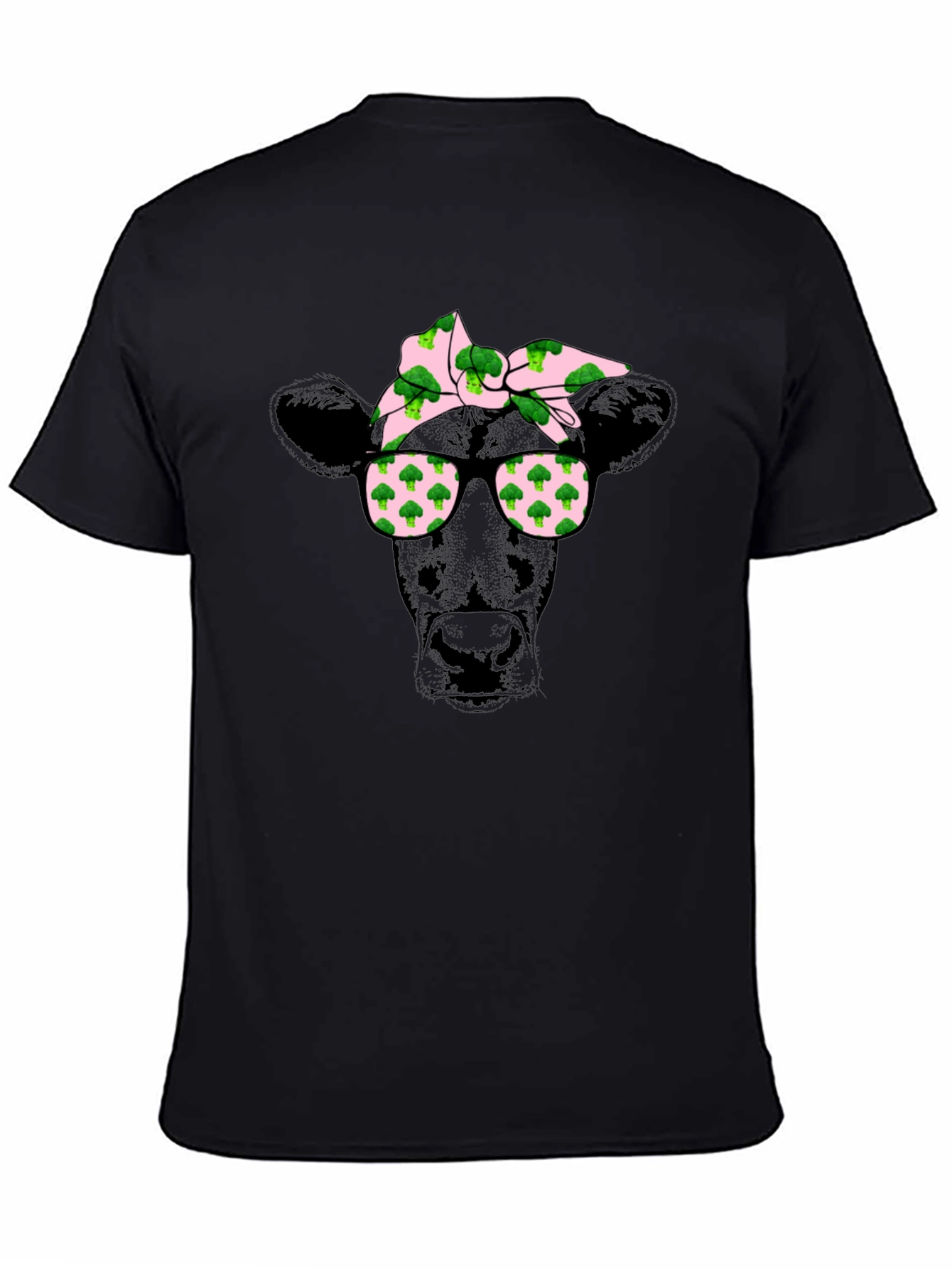 Cow with Broccoli Bandana Graphic T-Shirt